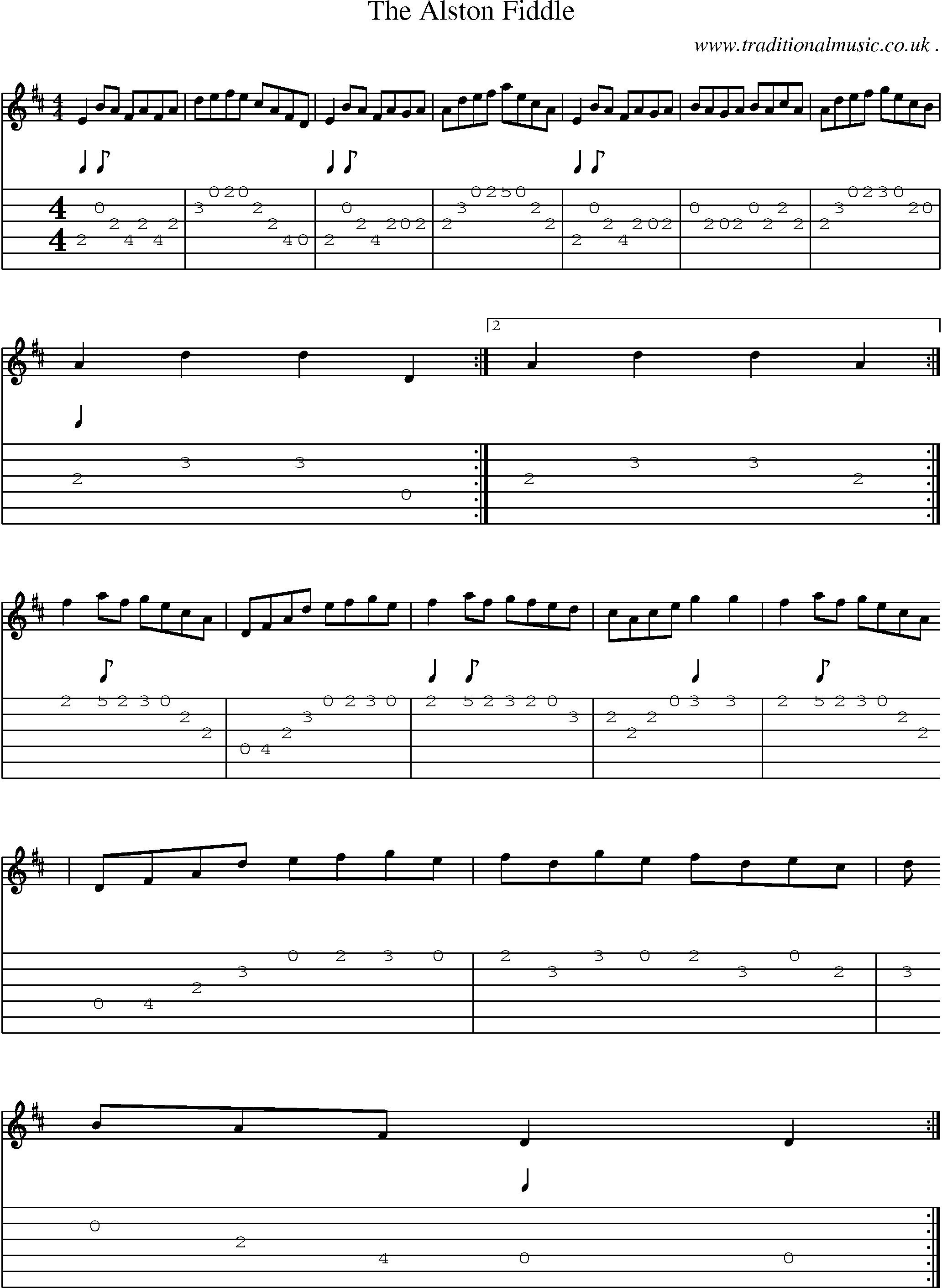 Sheet-Music and Guitar Tabs for The Alston Fiddle