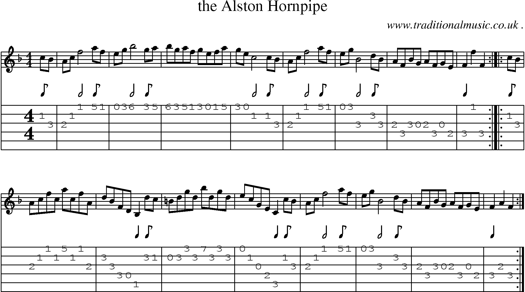 Sheet-Music and Guitar Tabs for The Alston Hornpipe