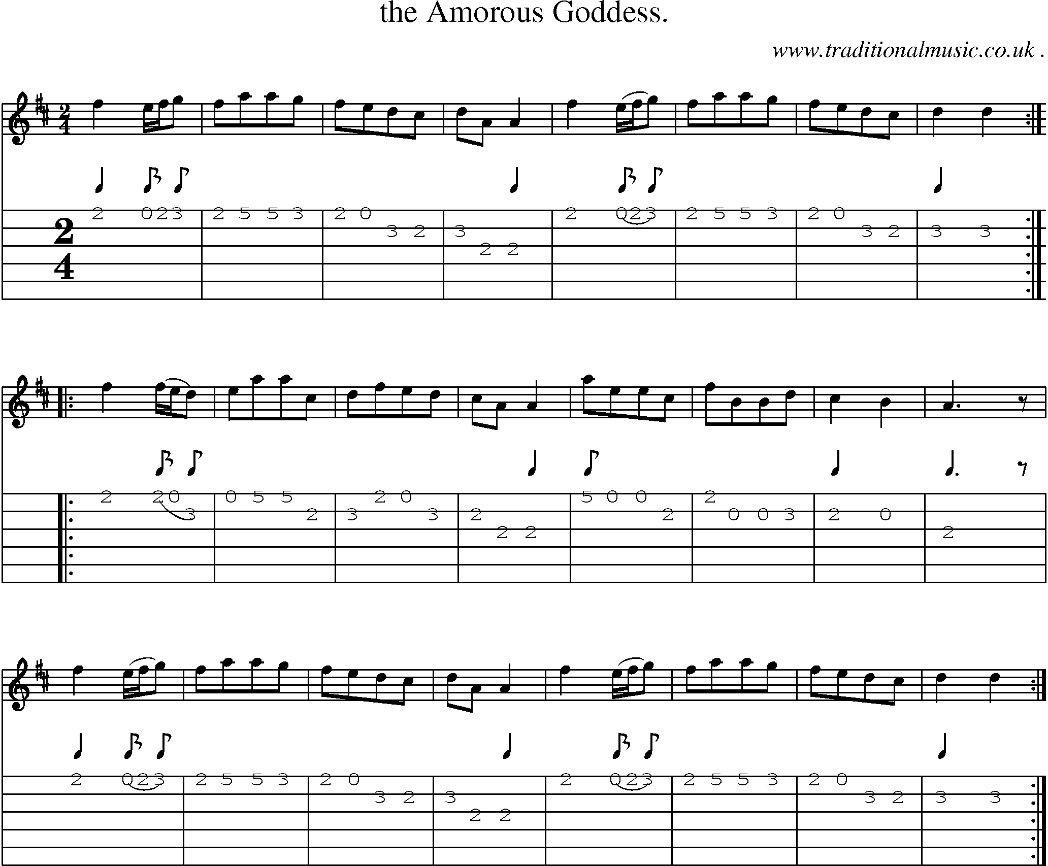Sheet-Music and Guitar Tabs for The Amorous Goddess