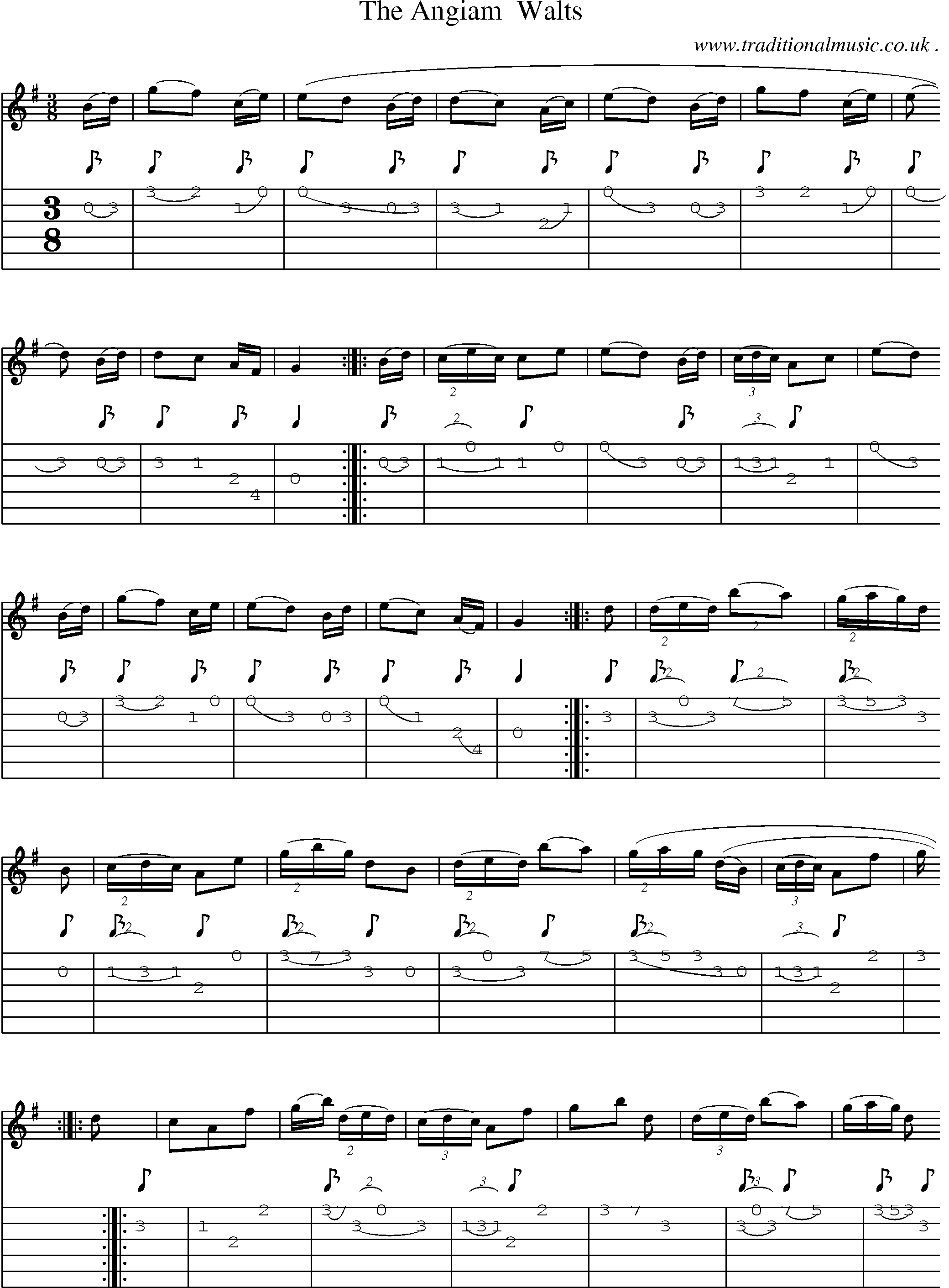 Sheet-Music and Guitar Tabs for The Angiam  Walts