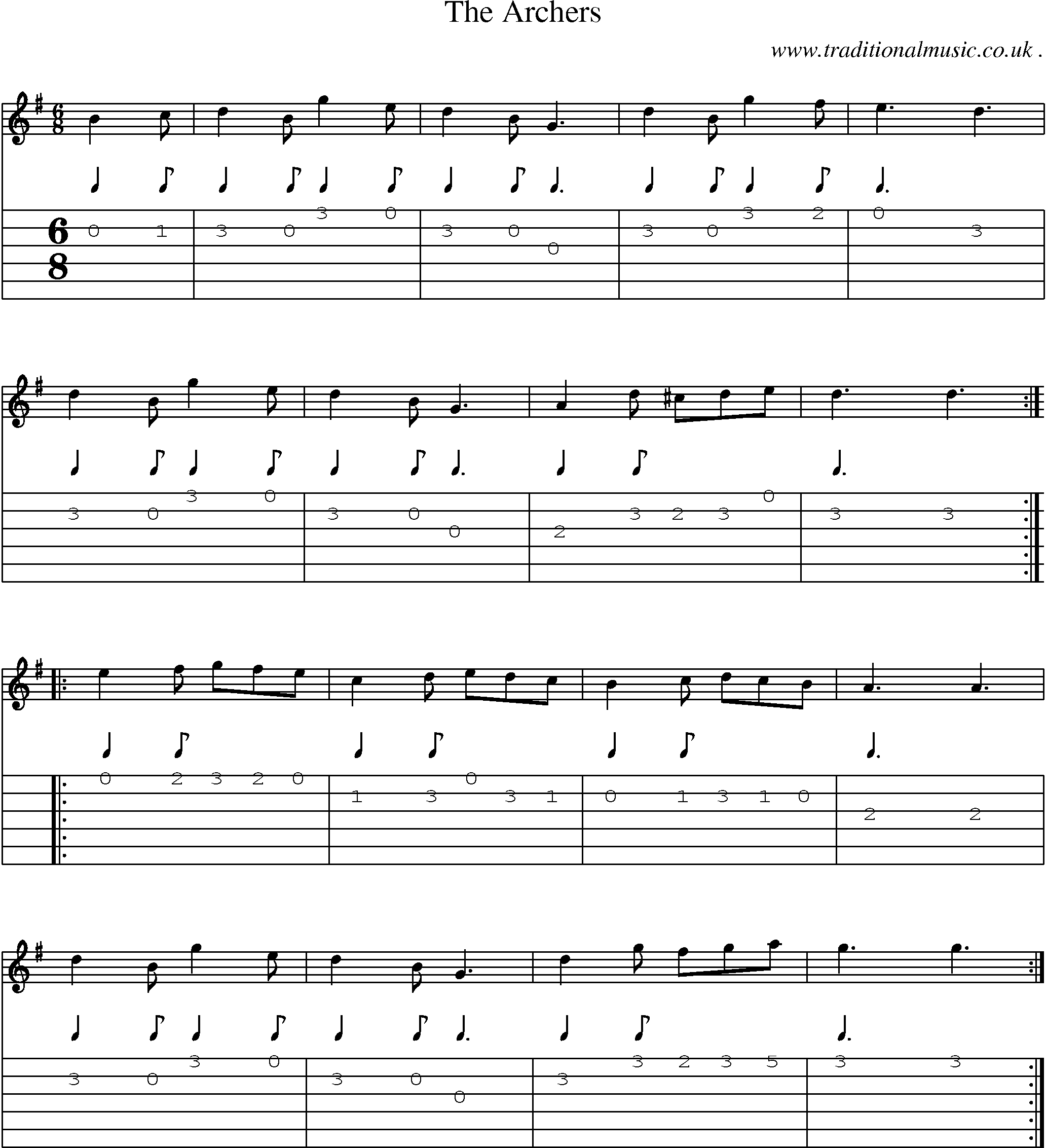 Sheet-Music and Guitar Tabs for The Archers