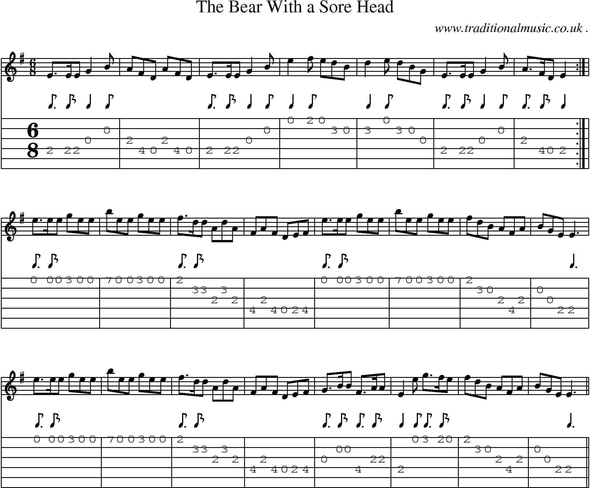 Sheet-Music and Guitar Tabs for The Bear With A Sore Head