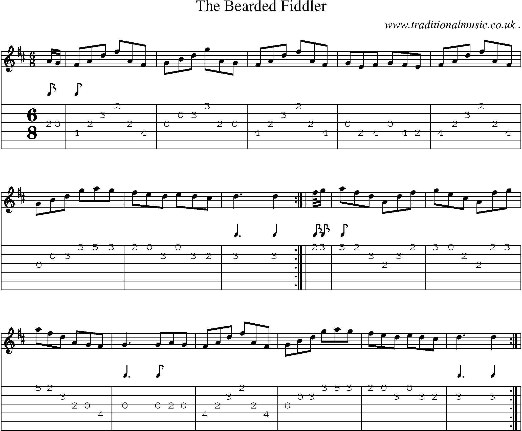 Sheet-Music and Guitar Tabs for The Bearded Fiddler