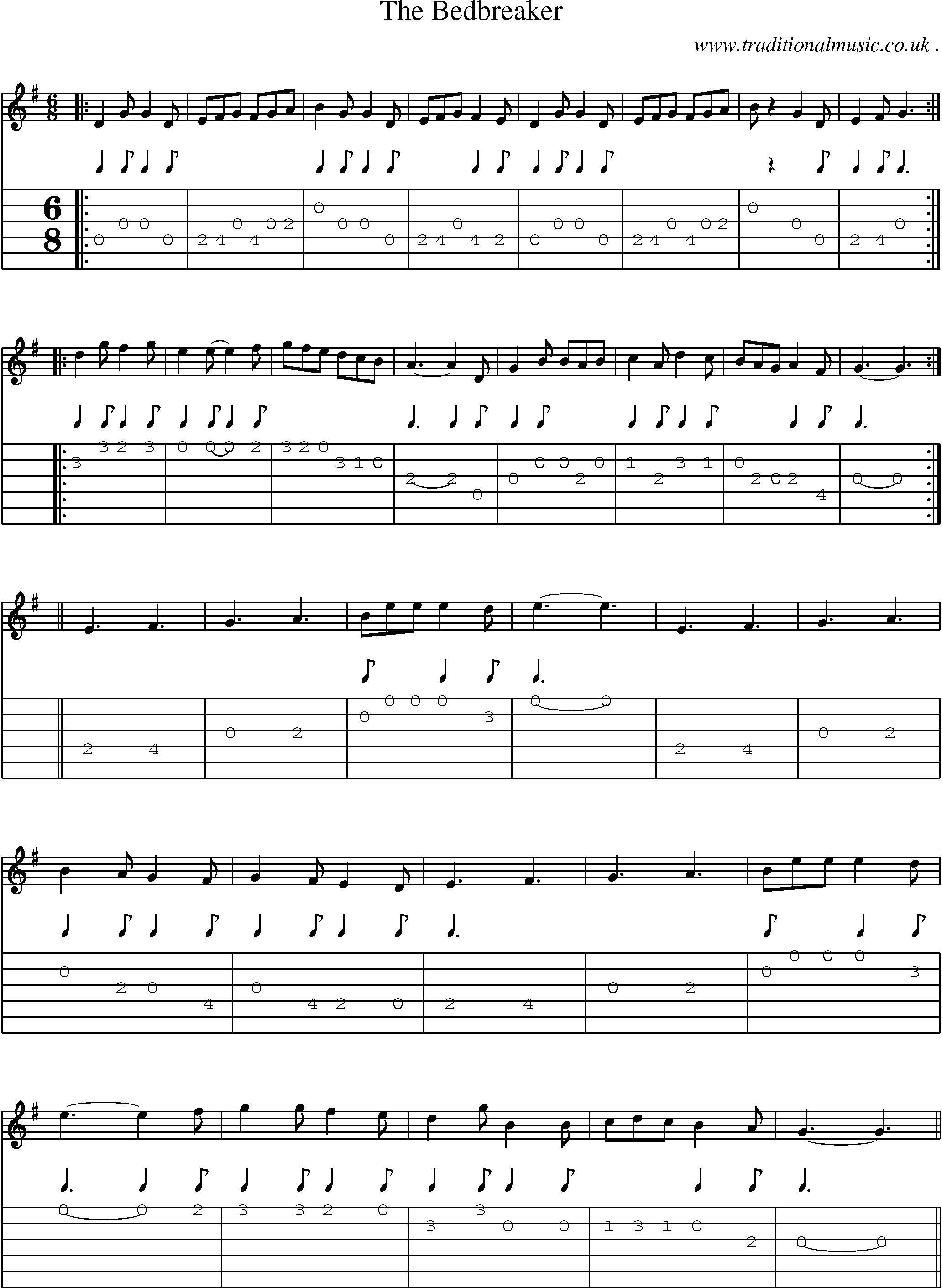 Sheet-Music and Guitar Tabs for The Bedbreaker