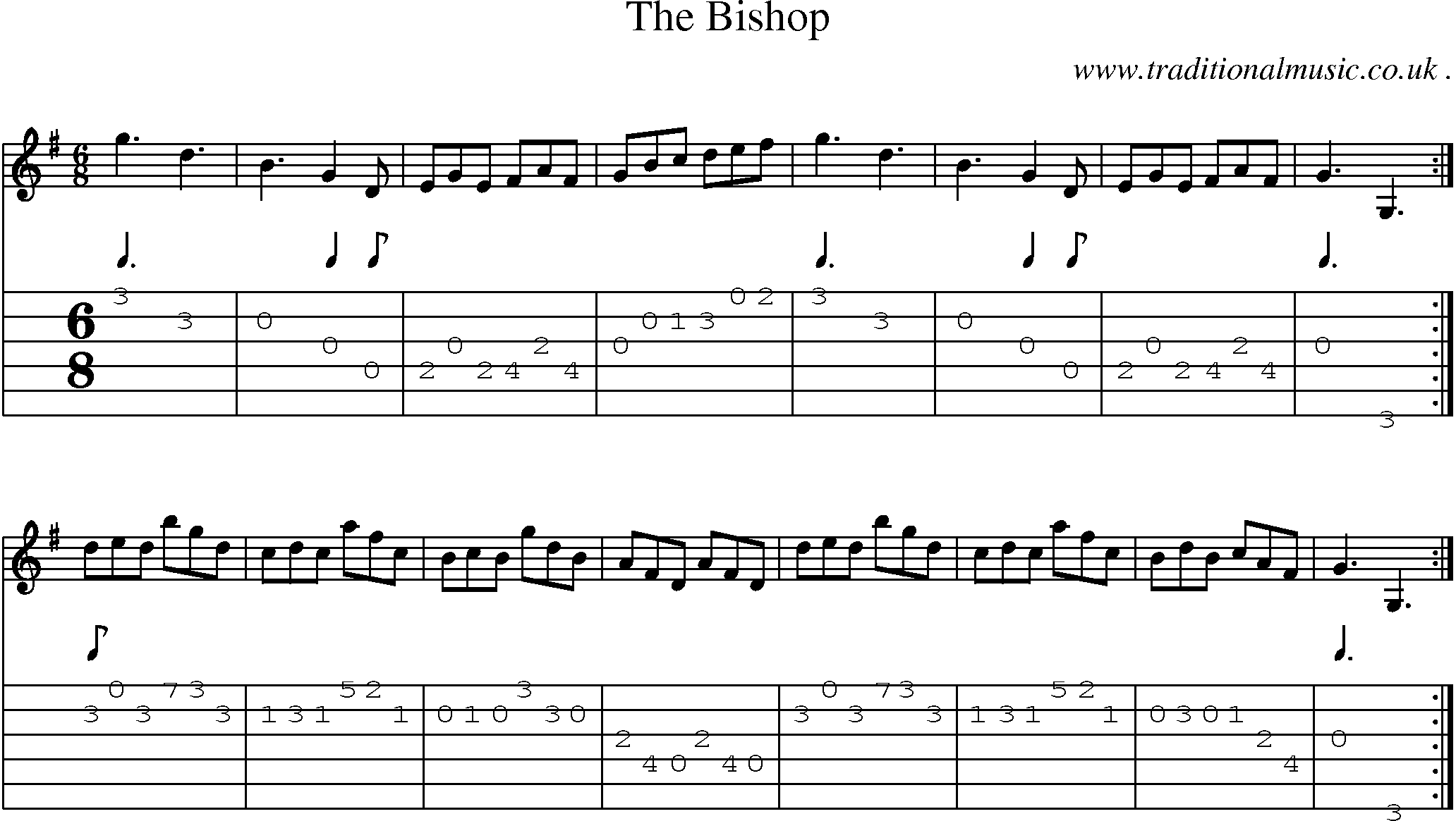 Sheet-Music and Guitar Tabs for The Bishop