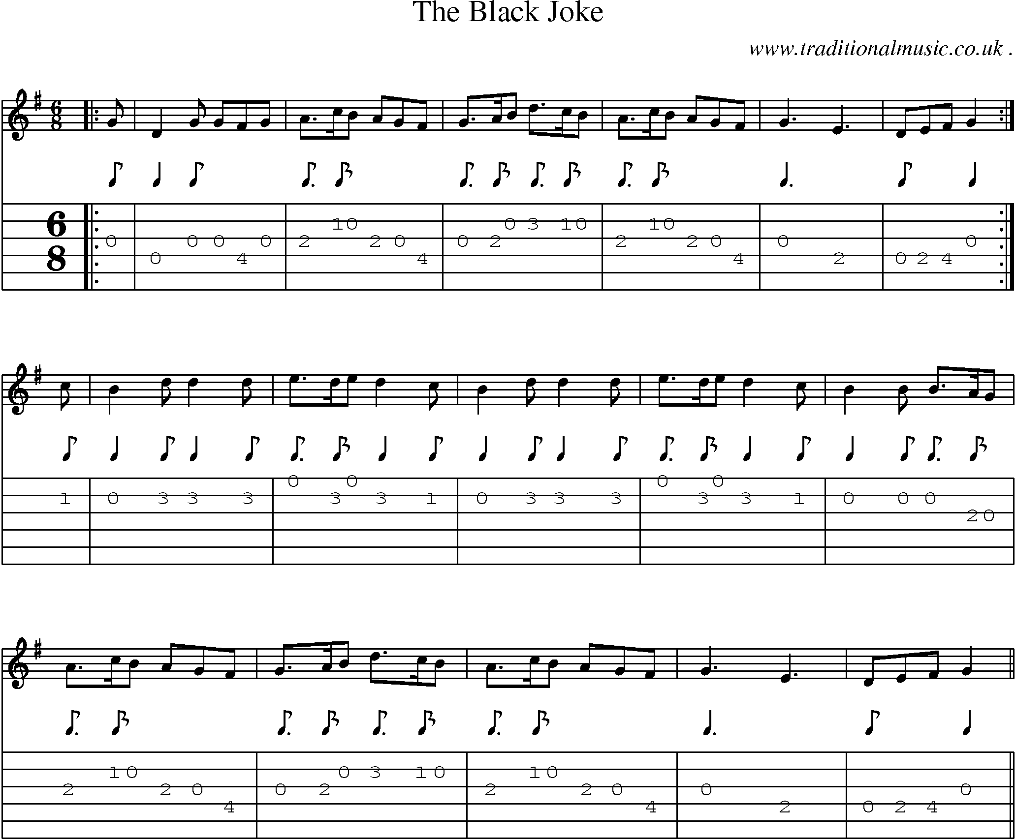 Sheet-Music and Guitar Tabs for The Black Joke