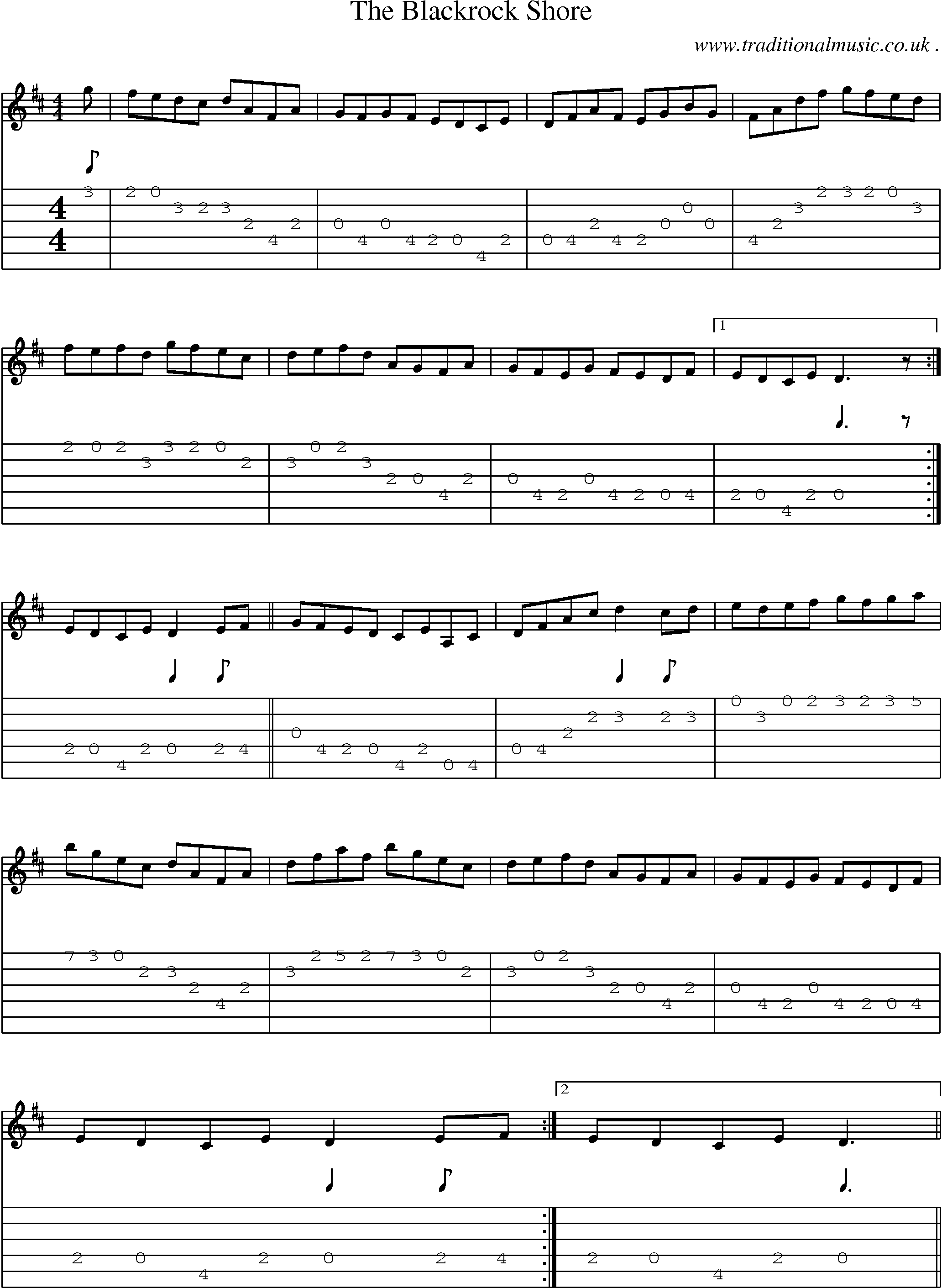 Sheet-Music and Guitar Tabs for The Blackrock Shore