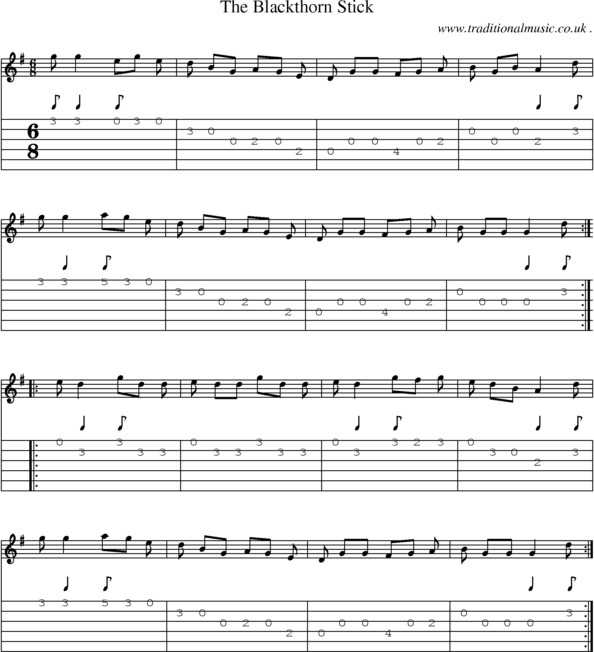 Sheet-Music and Guitar Tabs for The Blackthorn Stick