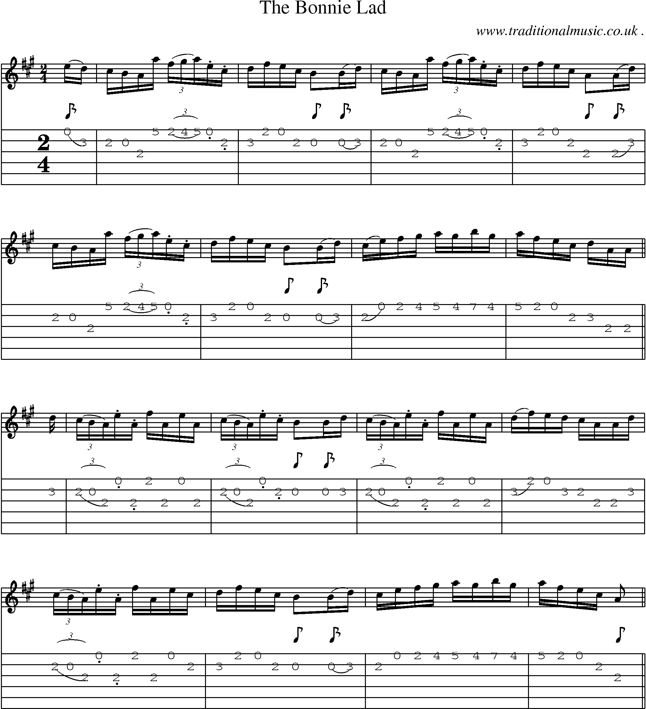 Sheet-Music and Guitar Tabs for The Bonnie Lad