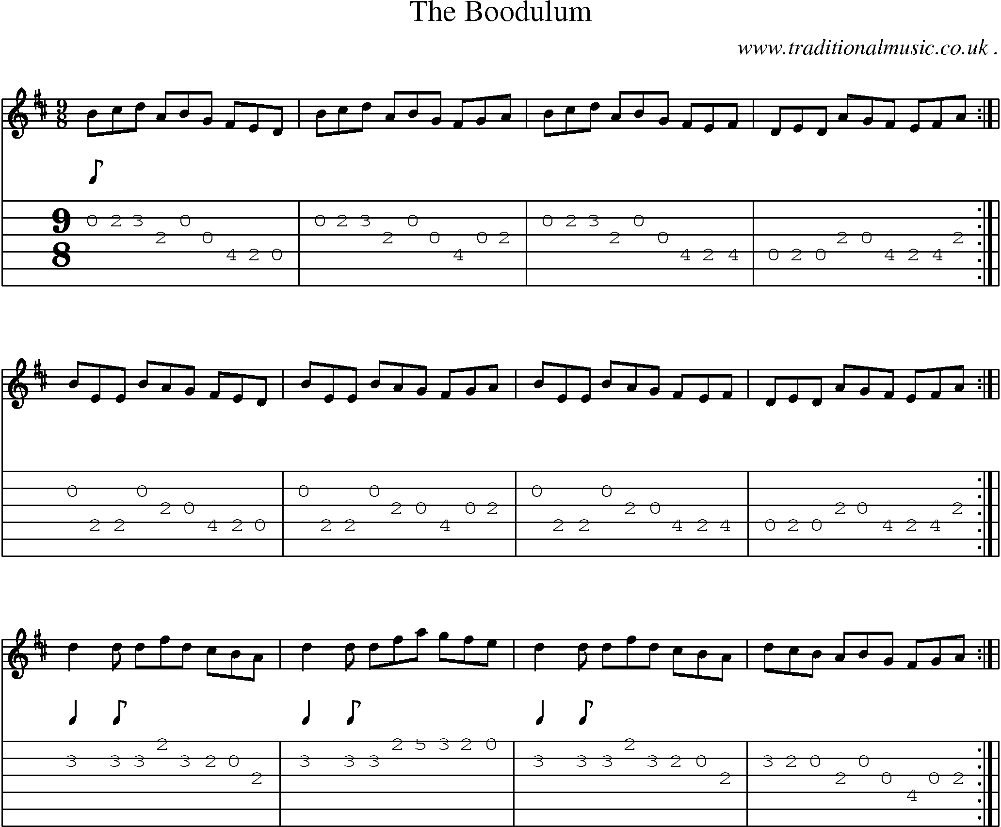 Sheet-Music and Guitar Tabs for The Boodulum
