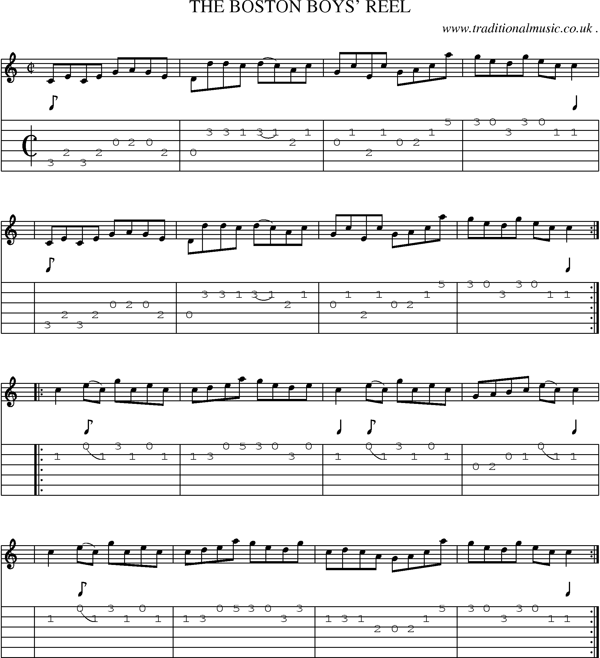Sheet-Music and Guitar Tabs for The Boston Boys Reel