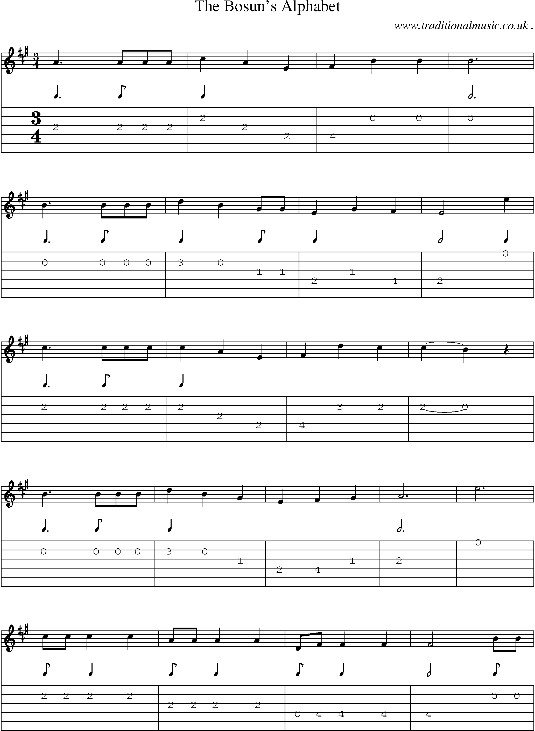 Sheet-Music and Guitar Tabs for The Bosuns Alphabet