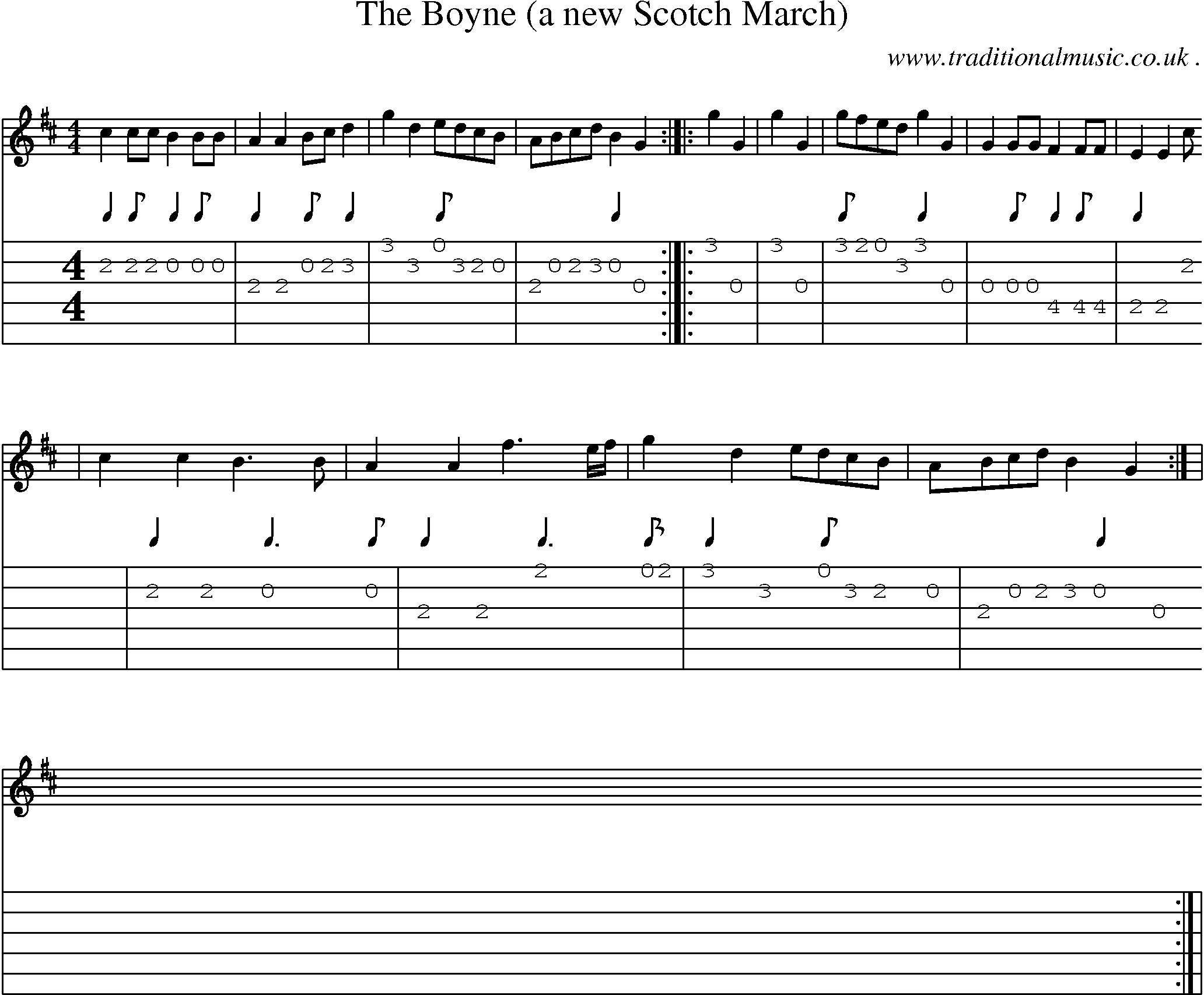 Sheet-Music and Guitar Tabs for The Boyne (a New Scotch March)