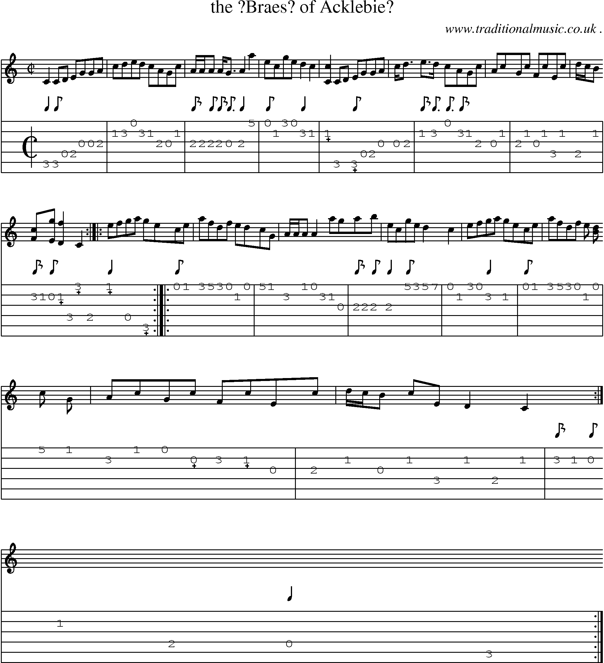 Sheet-Music and Guitar Tabs for The Braes Of Acklebie