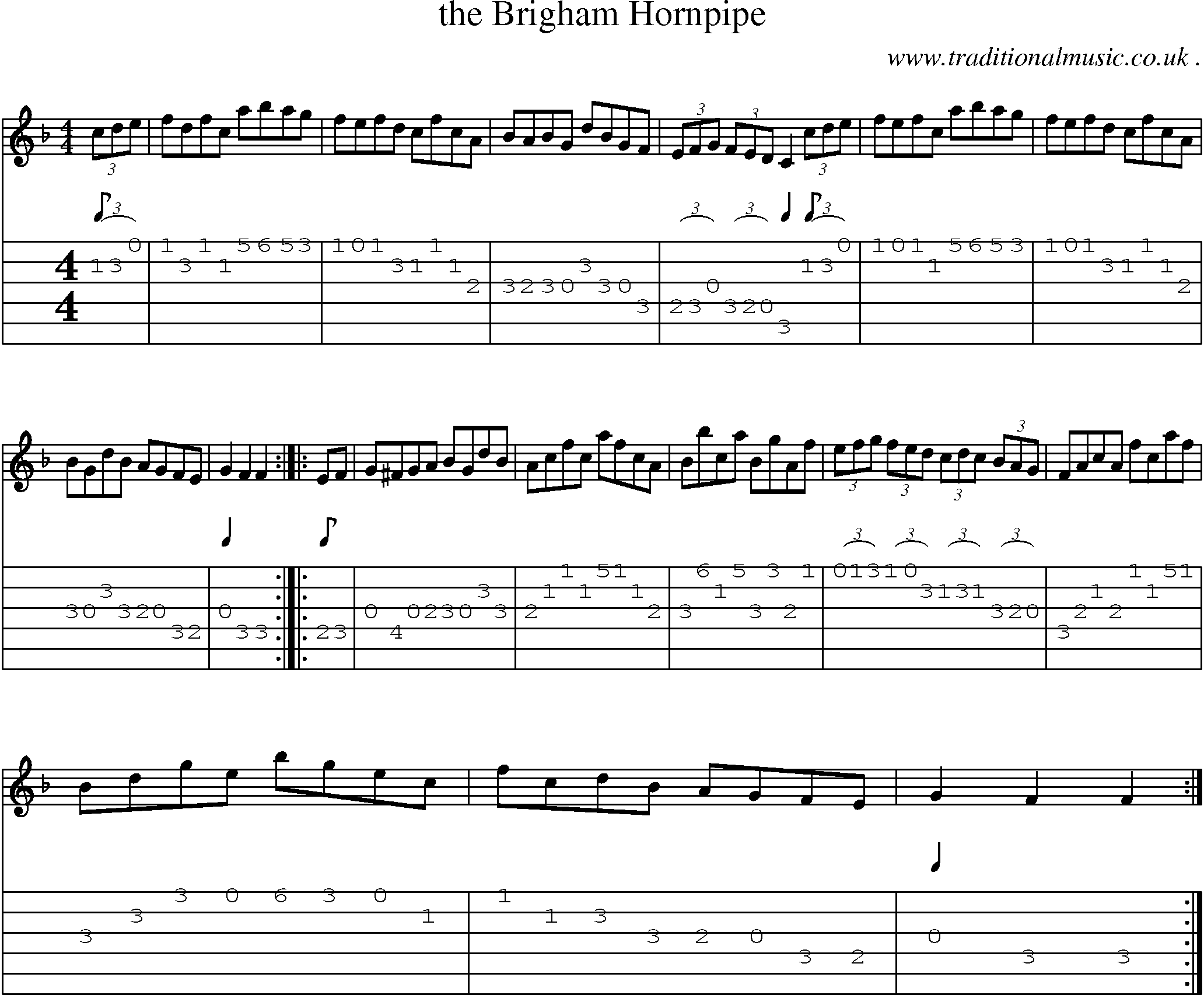 Sheet-Music and Guitar Tabs for The Brigham Hornpipe