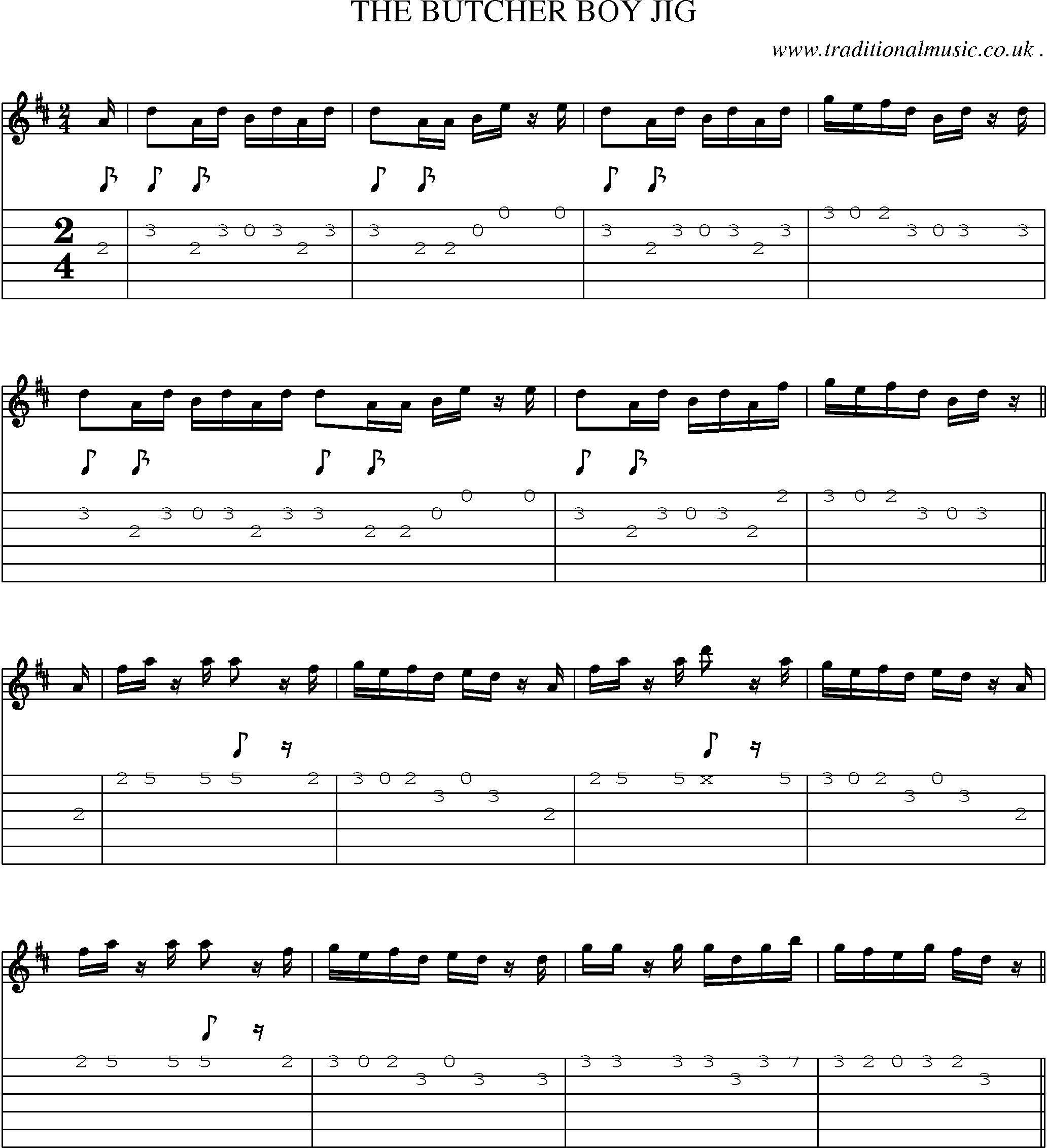 Sheet-Music and Guitar Tabs for The Butcher Boy Jig