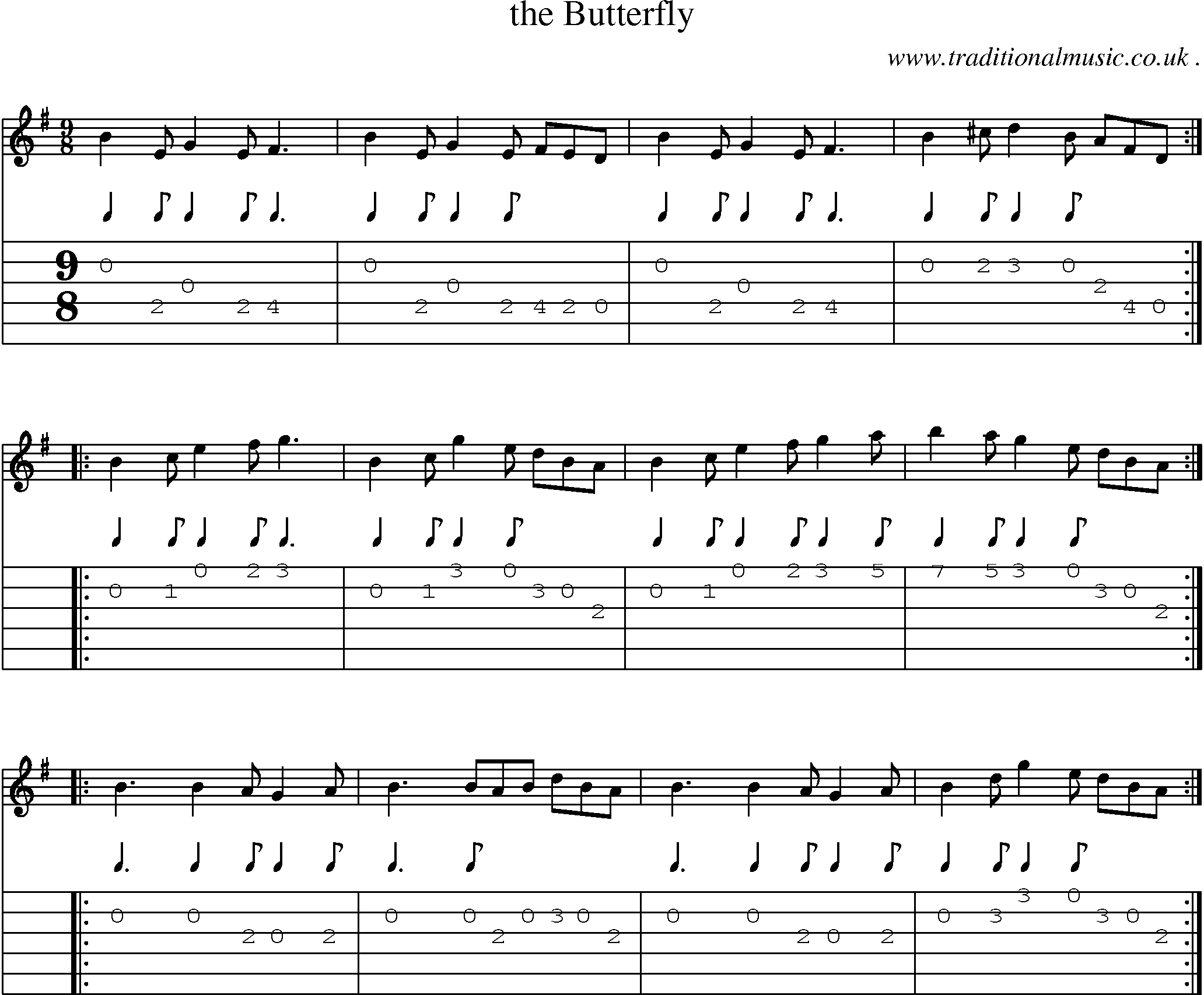 Sheet-Music and Guitar Tabs for The Butterfly