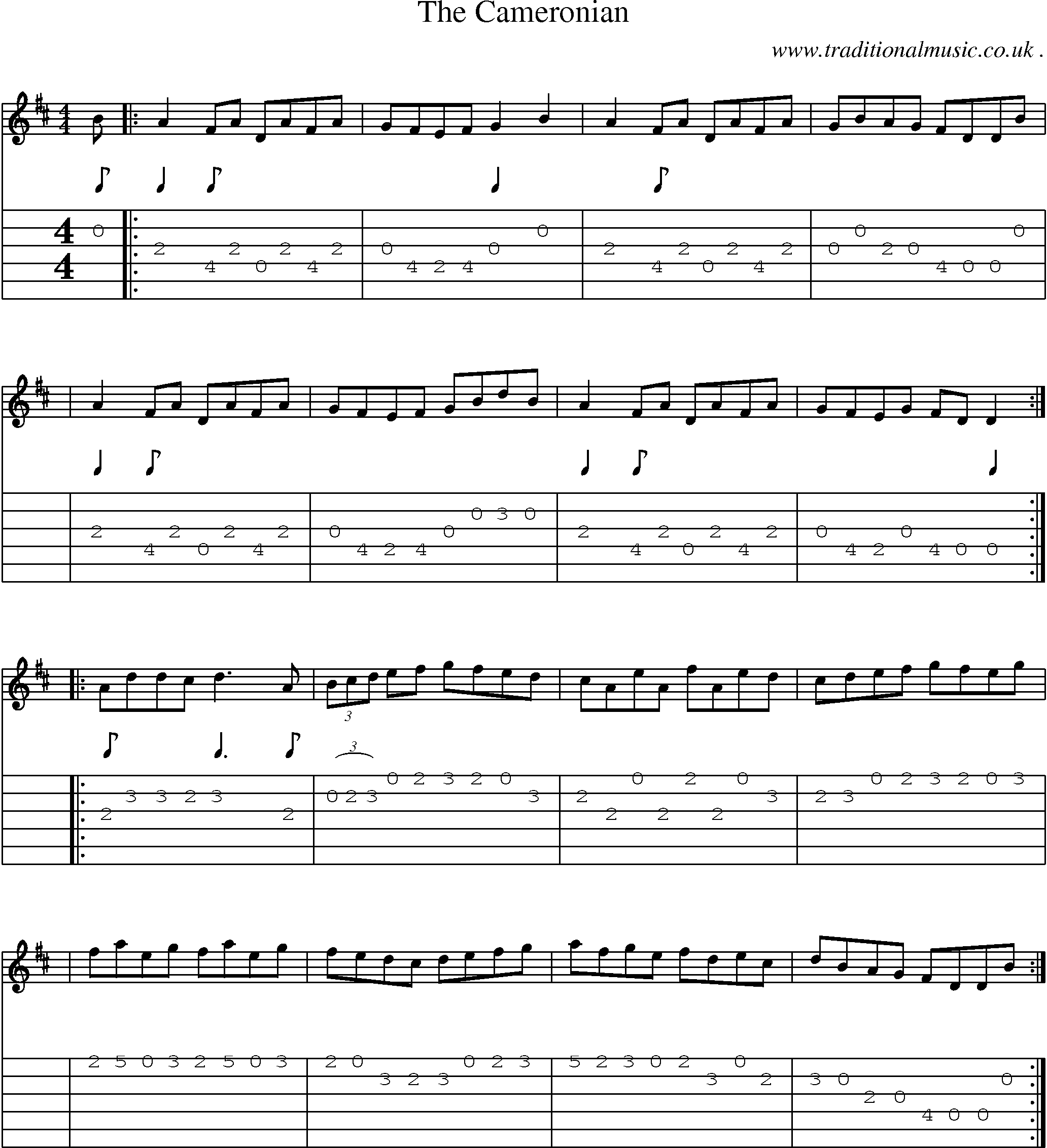 Sheet-Music and Guitar Tabs for The Cameronian
