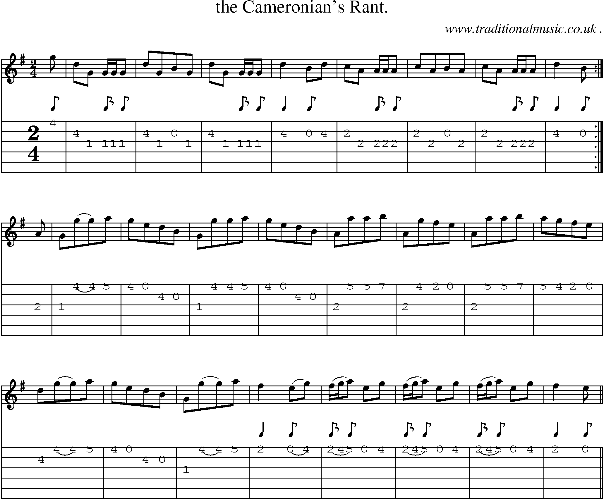 Sheet-Music and Guitar Tabs for The Cameronians Rant