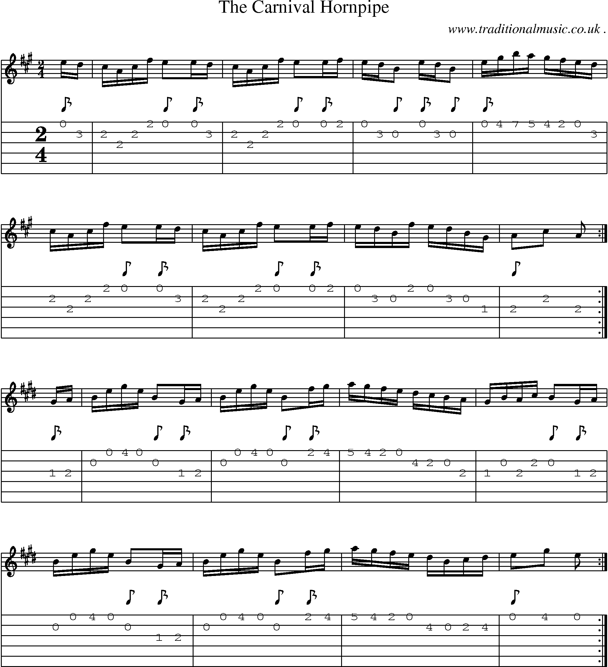 Sheet-Music and Guitar Tabs for The Carnival Hornpipe