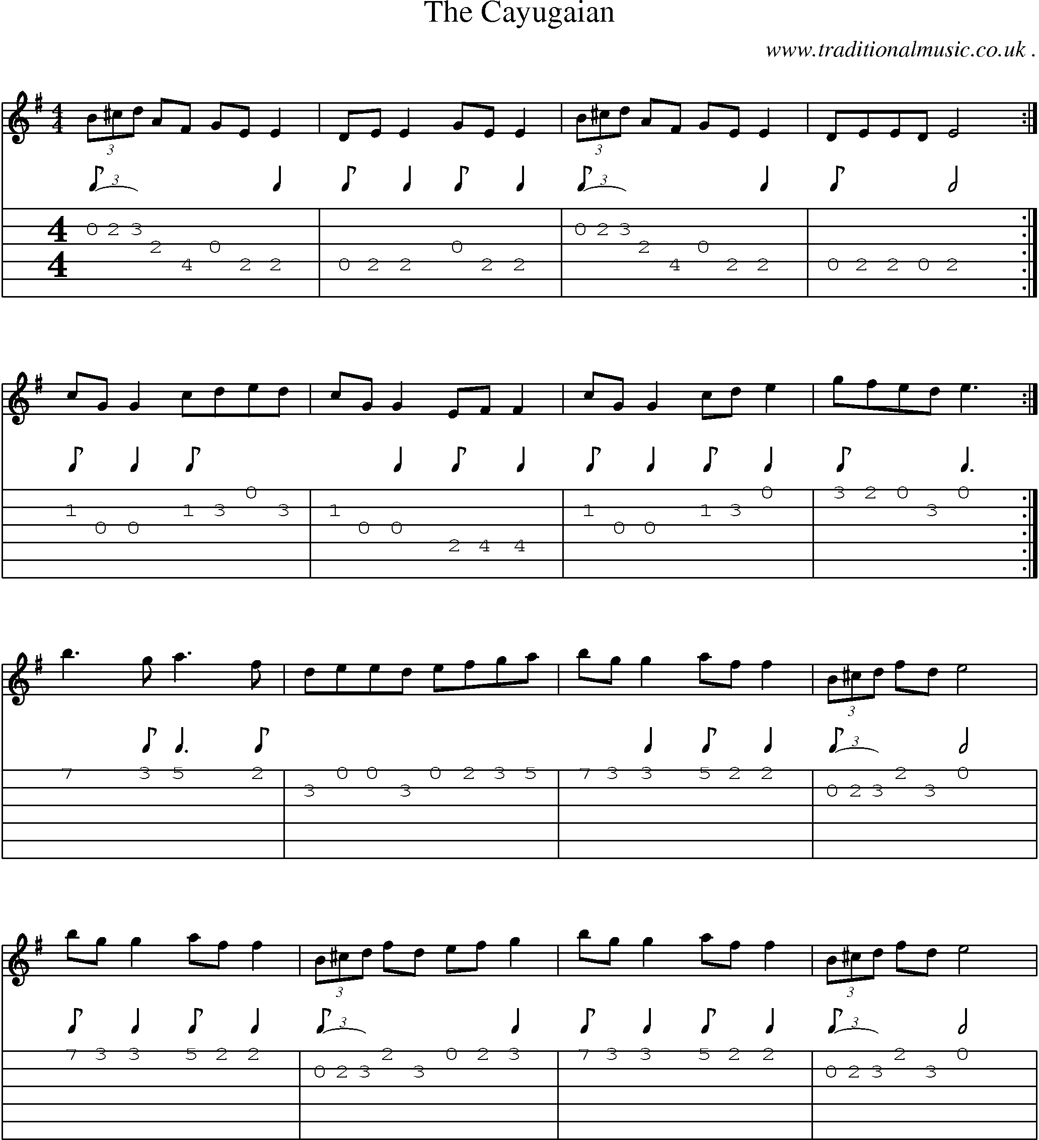 Sheet-Music and Guitar Tabs for The Cayugaian