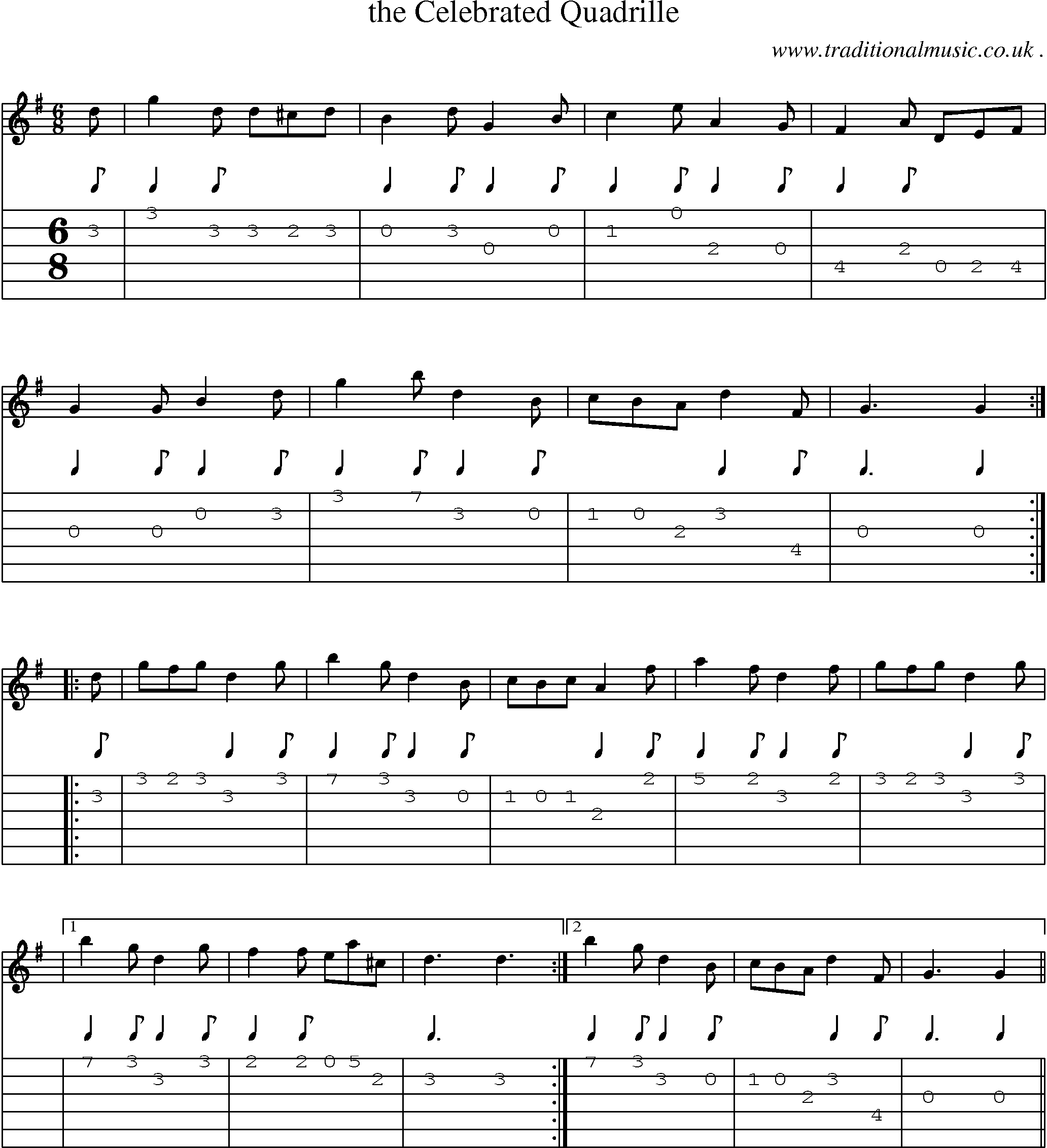 Sheet-Music and Guitar Tabs for The Celebrated Quadrille