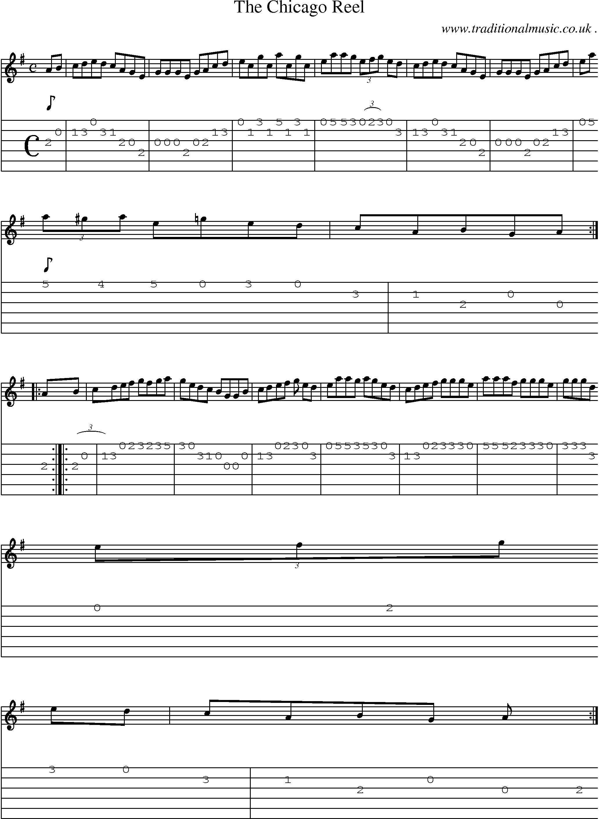 Sheet-Music and Guitar Tabs for The Chicago Reel