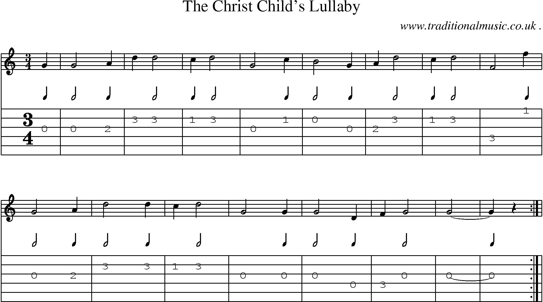 Sheet-Music and Guitar Tabs for The Christ Childs Lullaby