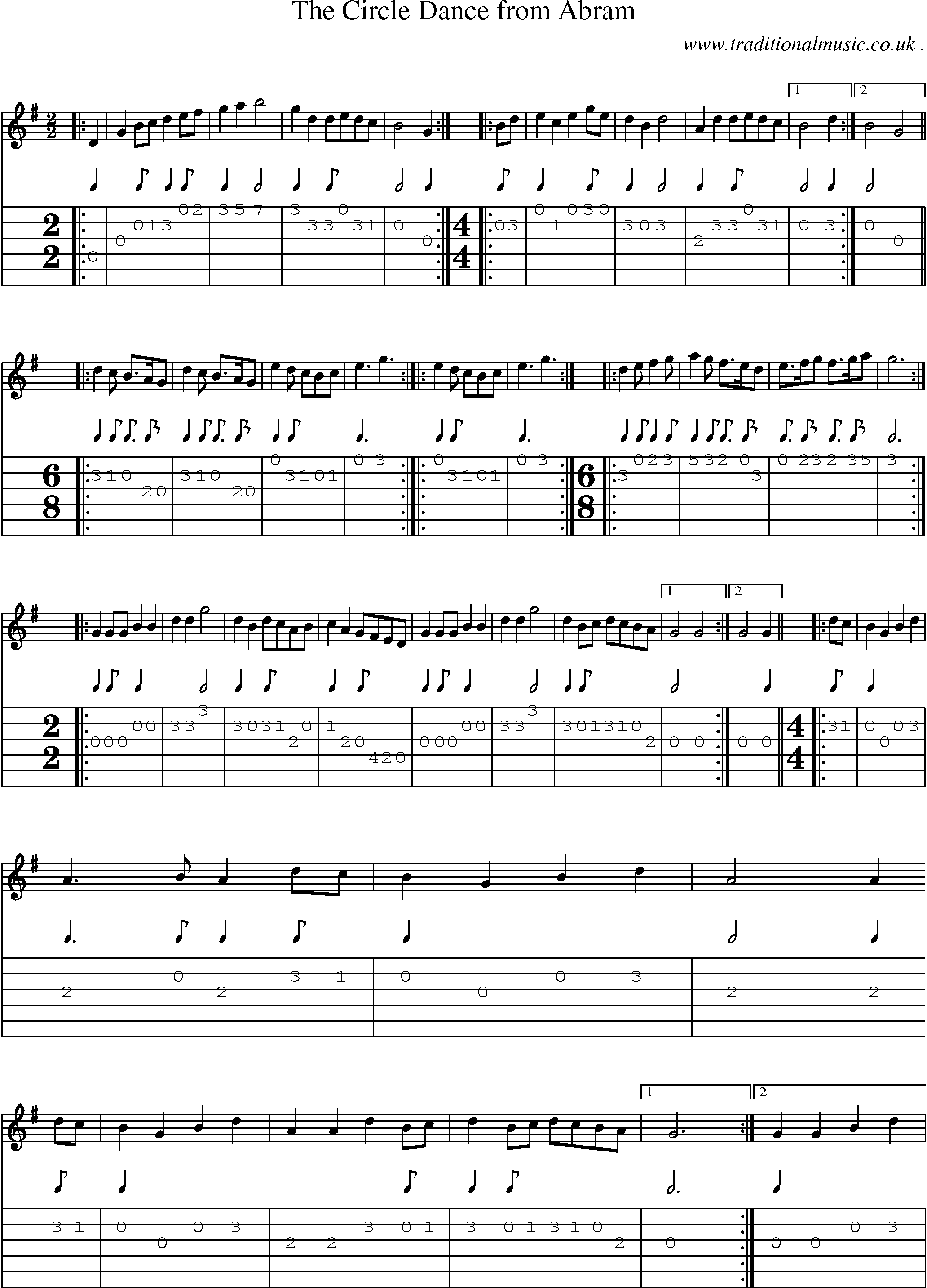 Sheet-Music and Guitar Tabs for The Circle Dance From Abram