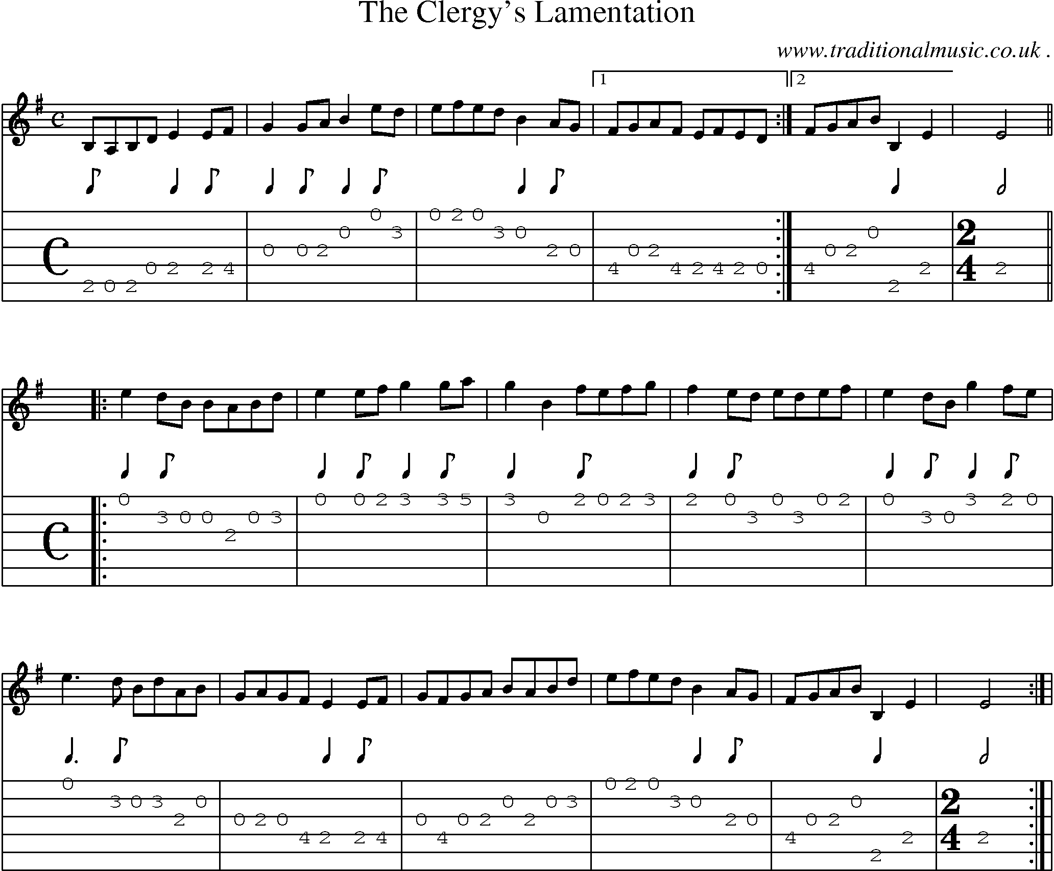 Sheet-Music and Guitar Tabs for The Clergys Lamentation