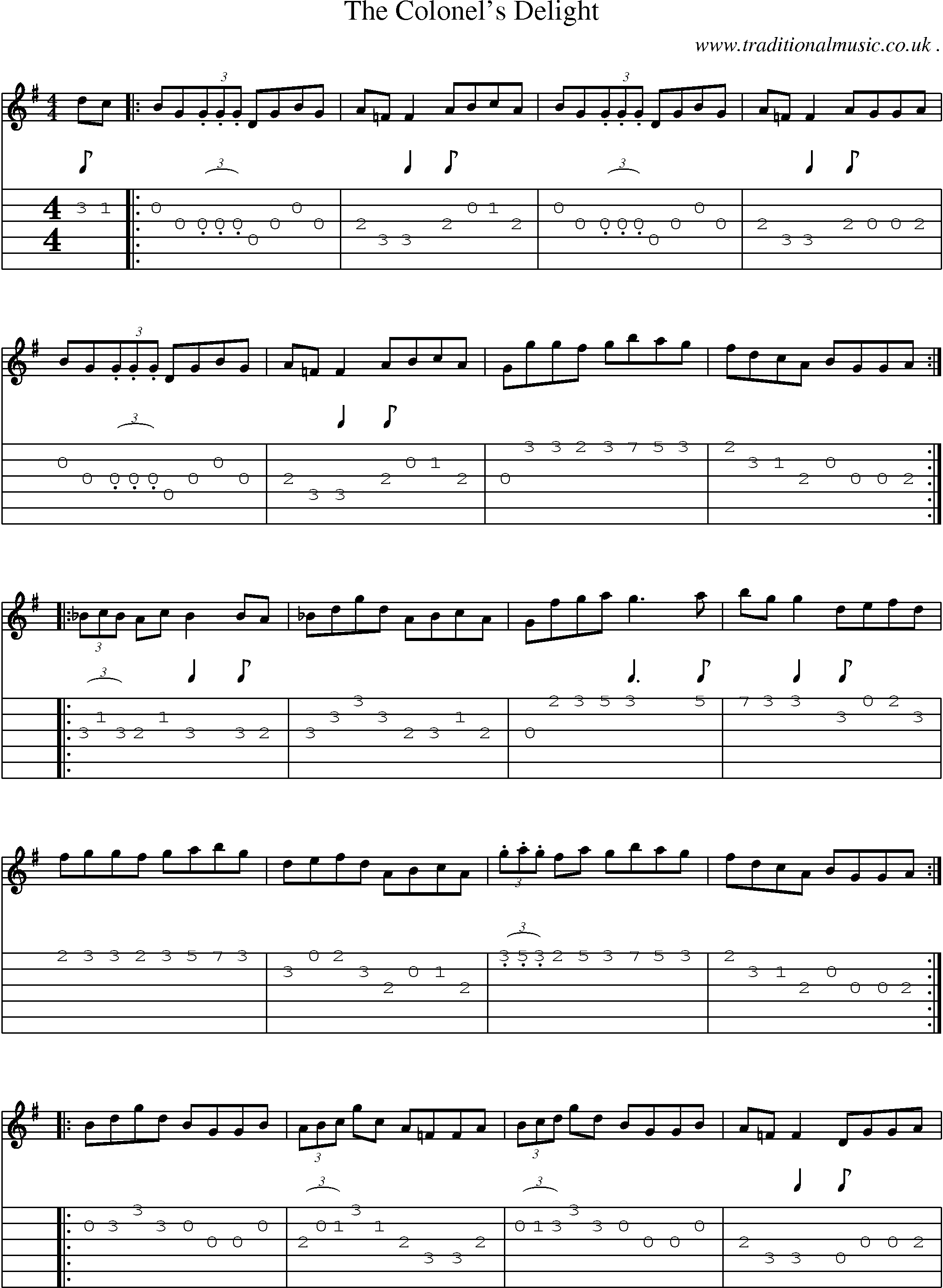 Sheet-Music and Guitar Tabs for The Colonels Delight