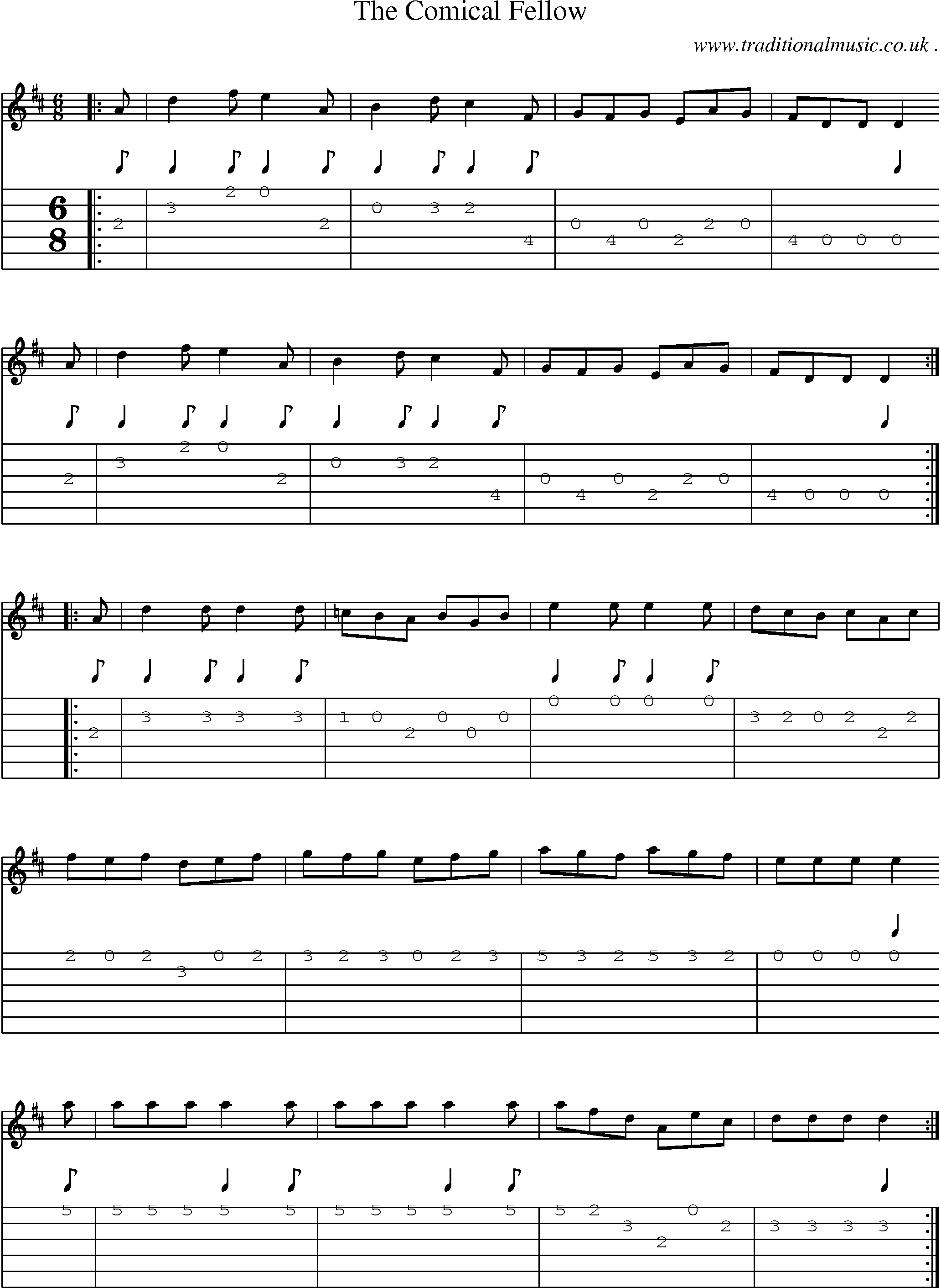 Sheet-Music and Guitar Tabs for The Comical Fellow