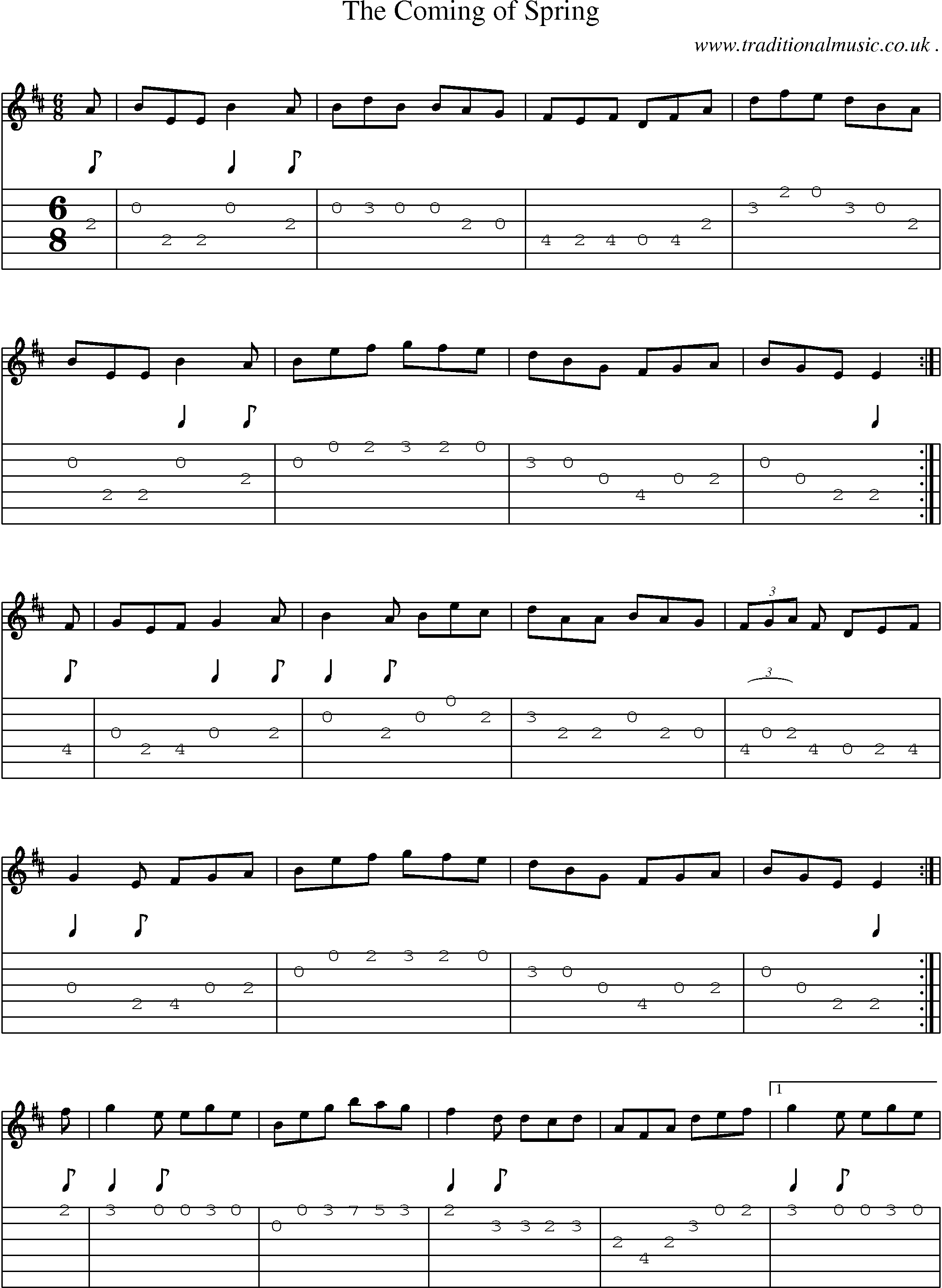 Sheet-Music and Guitar Tabs for The Coming Of Spring