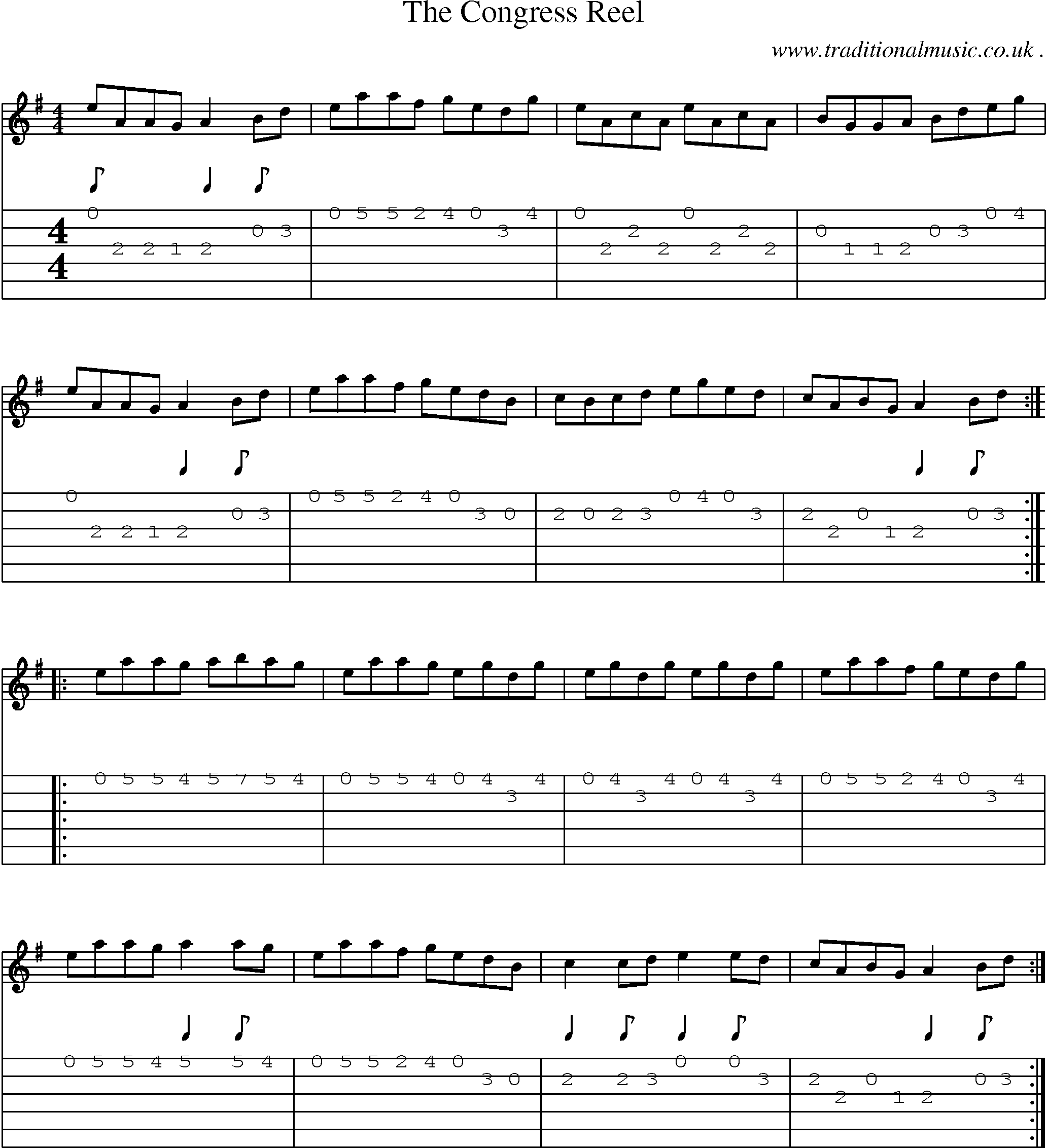 Sheet-Music and Guitar Tabs for The Congress Reel