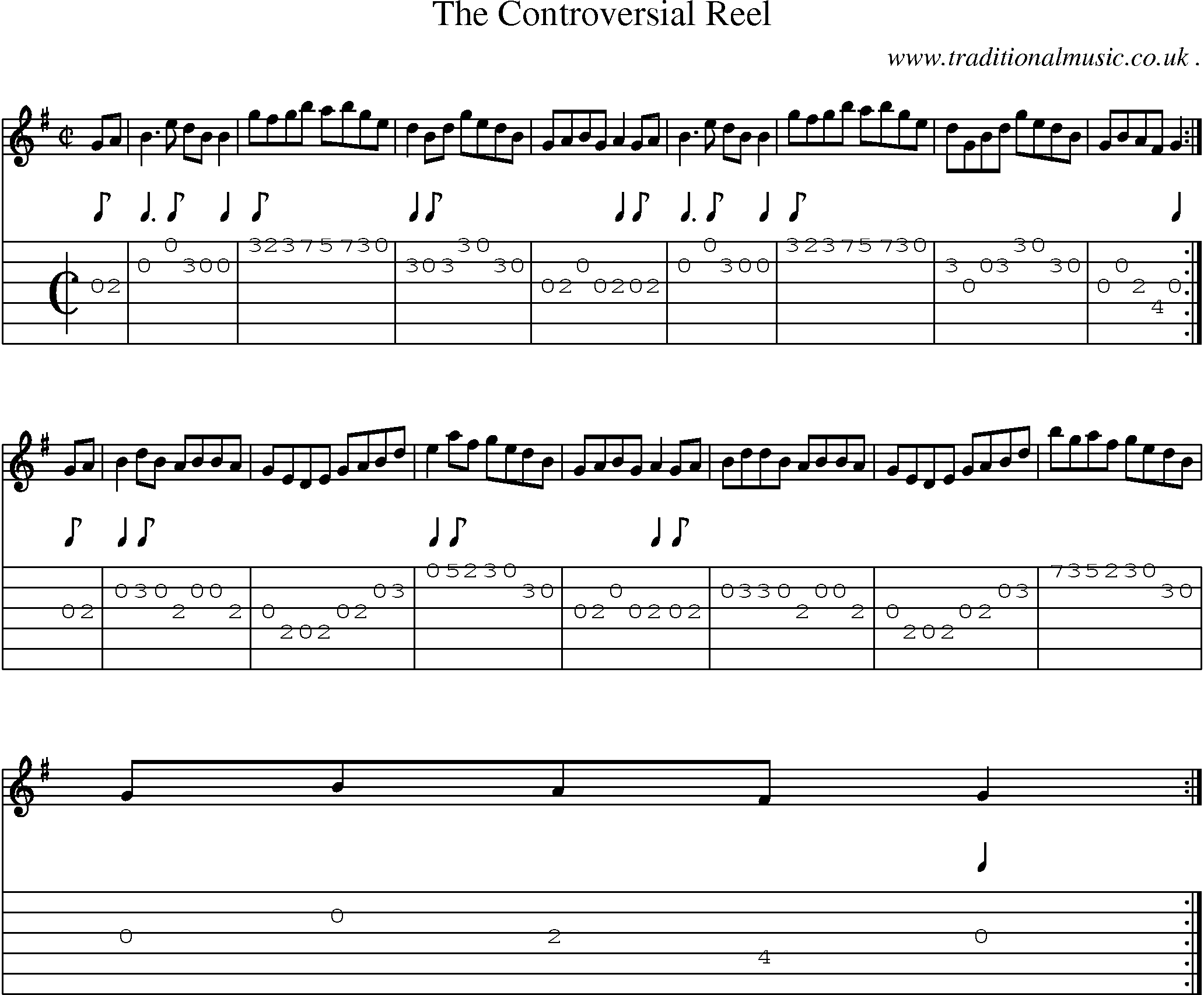 Sheet-Music and Guitar Tabs for The Controversial Reel
