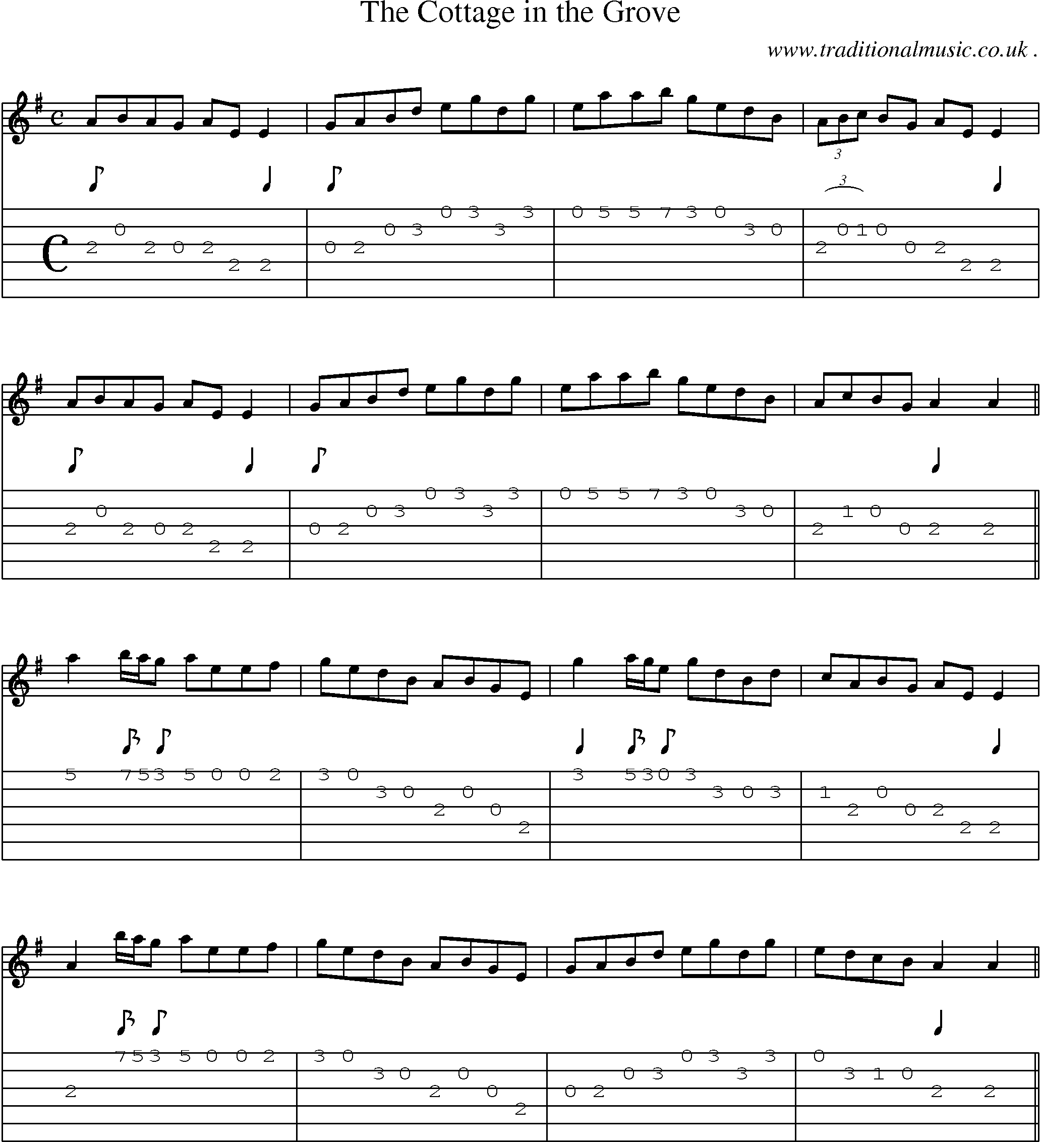 Sheet-Music and Guitar Tabs for The Cottage In The Grove