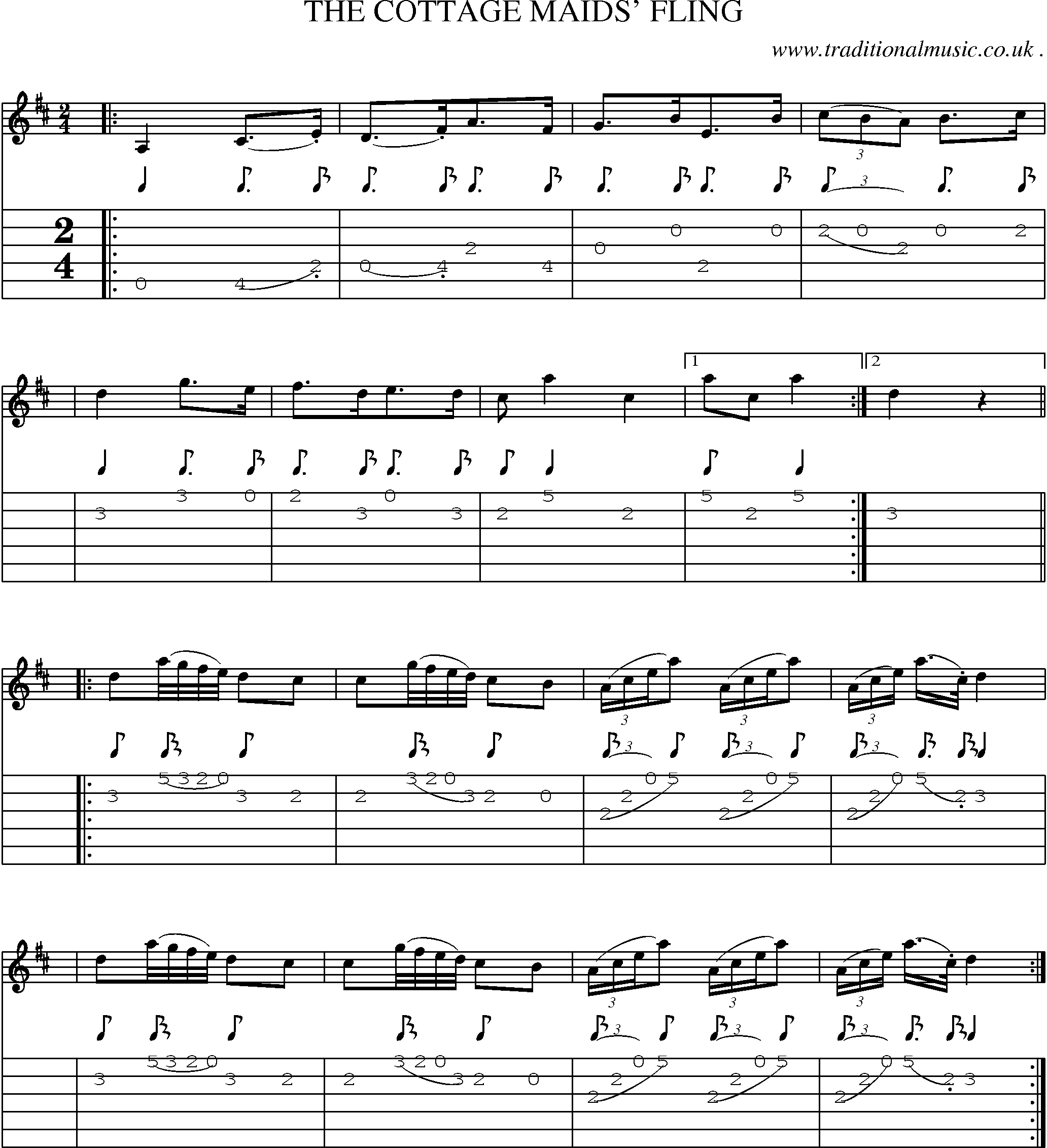 Sheet-Music and Guitar Tabs for The Cottage Maids Fling