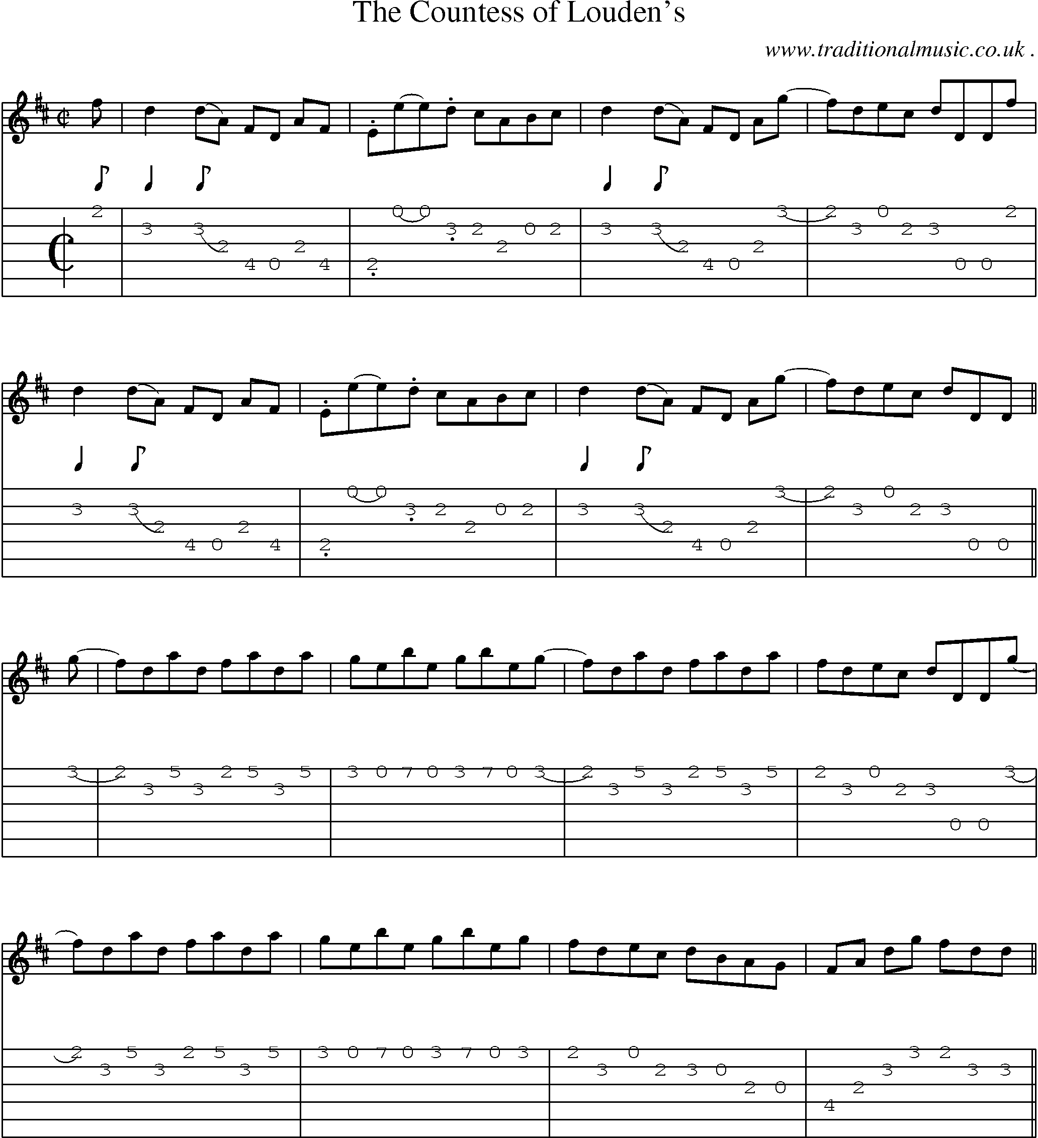 Sheet-Music and Guitar Tabs for The Countess Of Loudens