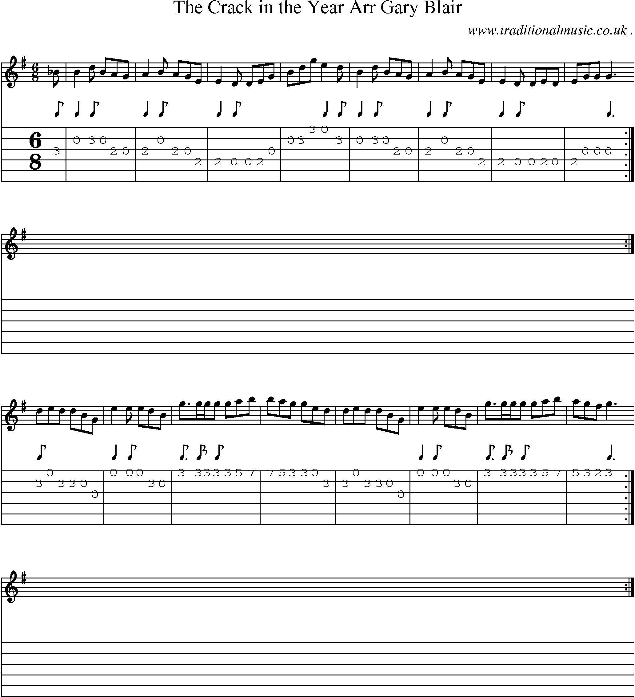 Sheet-Music and Guitar Tabs for The Crack In The Year Arr Gary Blair