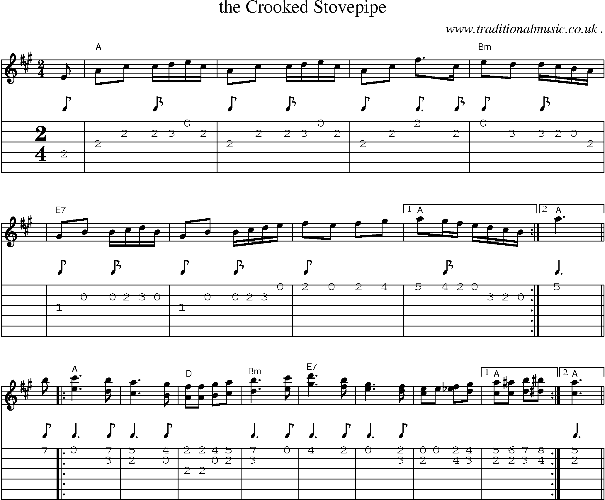 Sheet-Music and Guitar Tabs for The Crooked Stovepipe