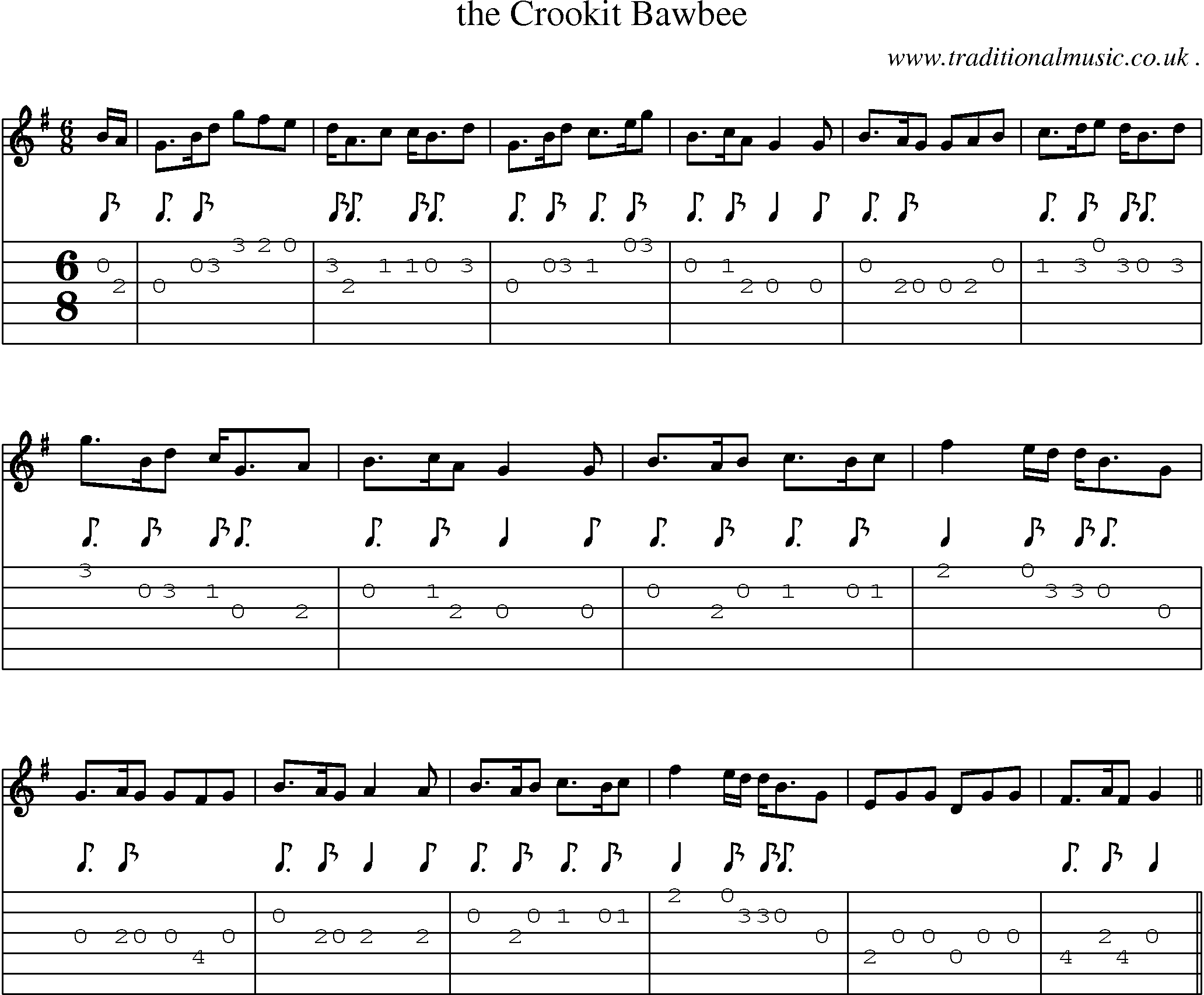 Sheet-Music and Guitar Tabs for The Crookit Bawbee