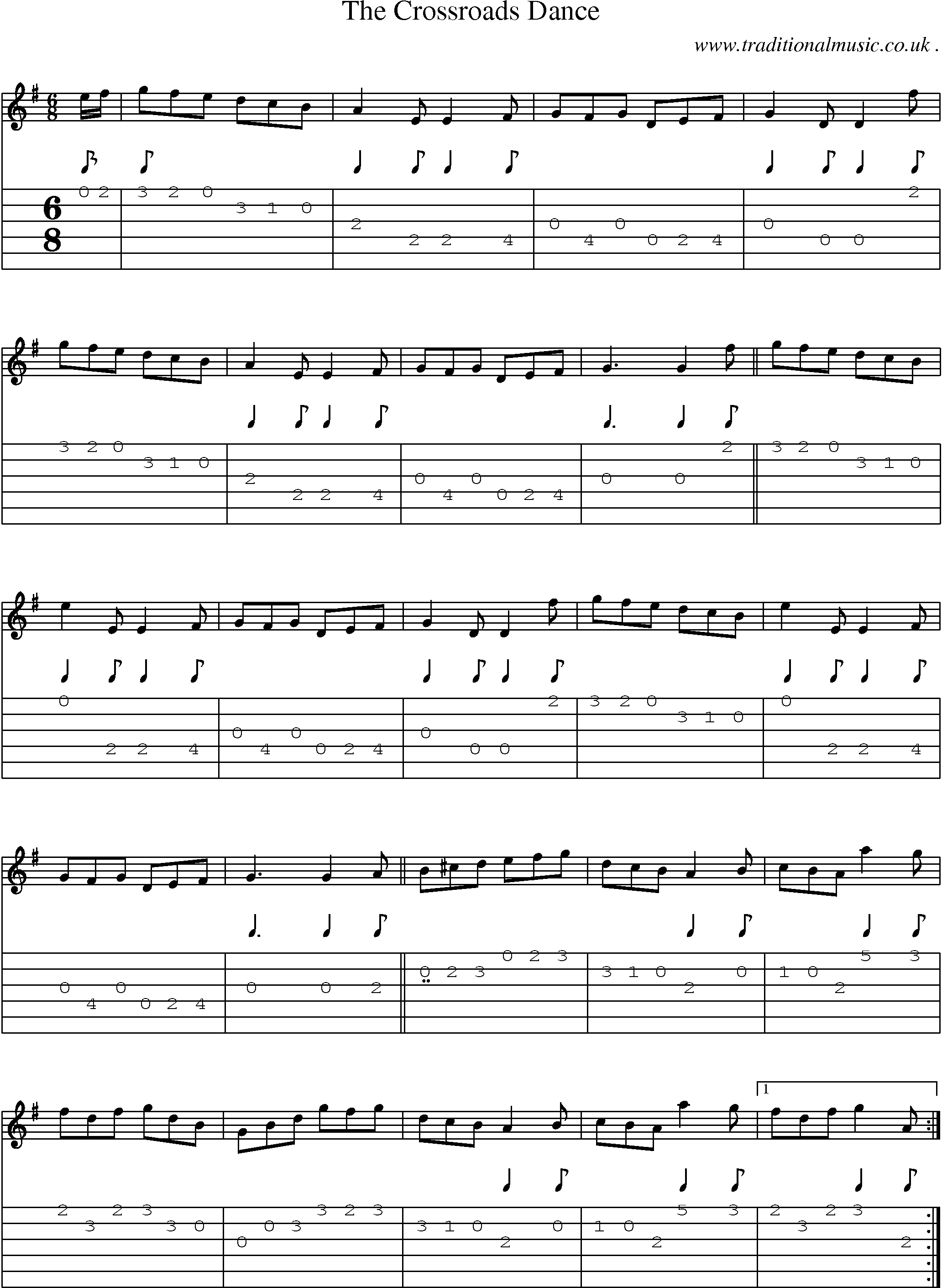 Sheet-Music and Guitar Tabs for The Crossroads Dance