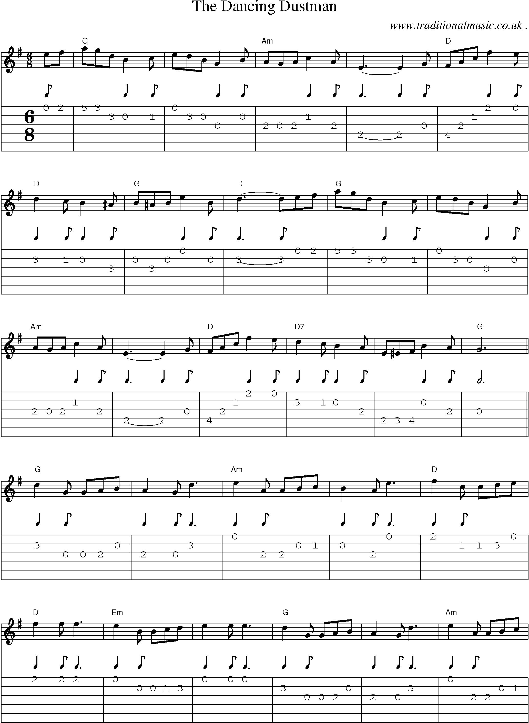 Sheet-Music and Guitar Tabs for The Dancing Dustman