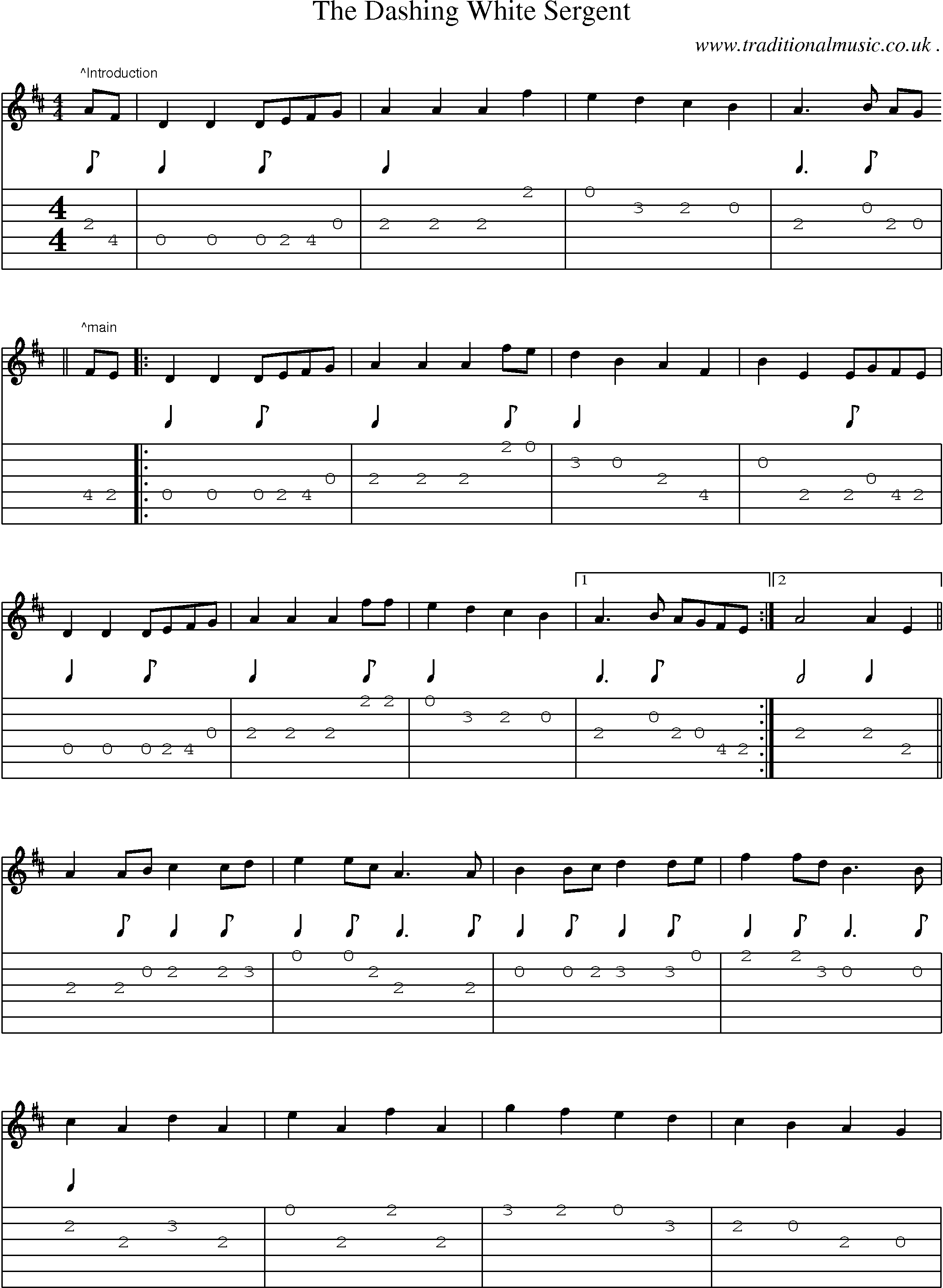 Sheet-Music and Guitar Tabs for The Dashing White Sergent