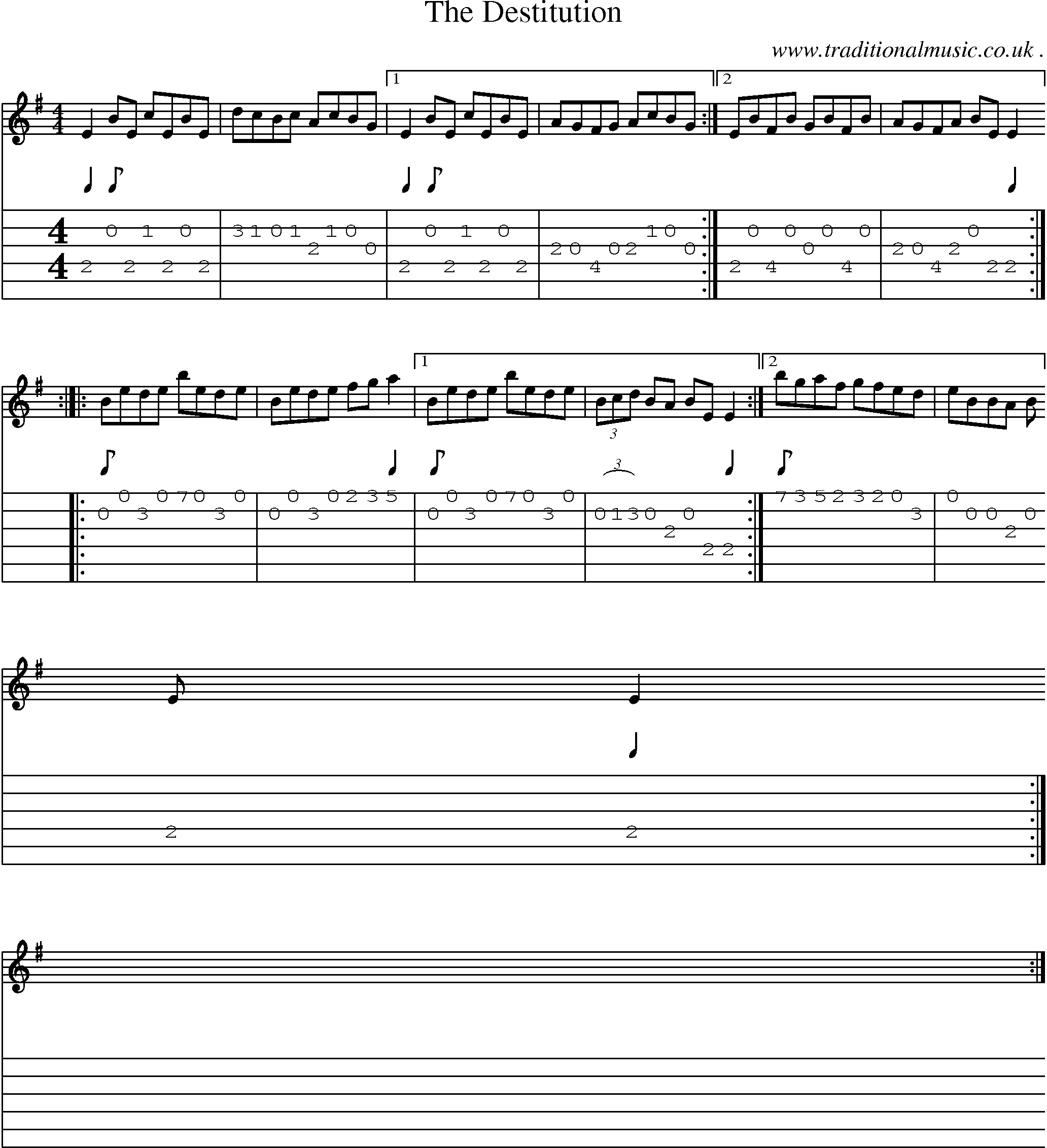 Sheet-Music and Guitar Tabs for The Destitution