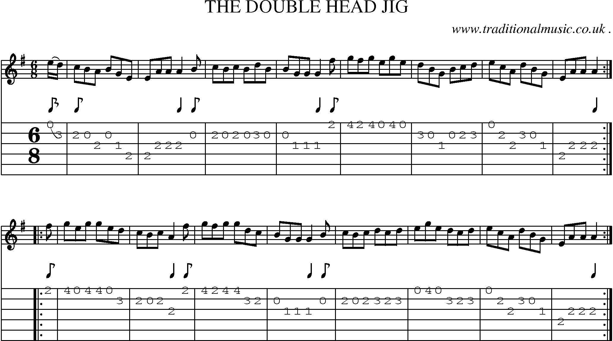 Sheet-Music and Guitar Tabs for The Double Head Jig