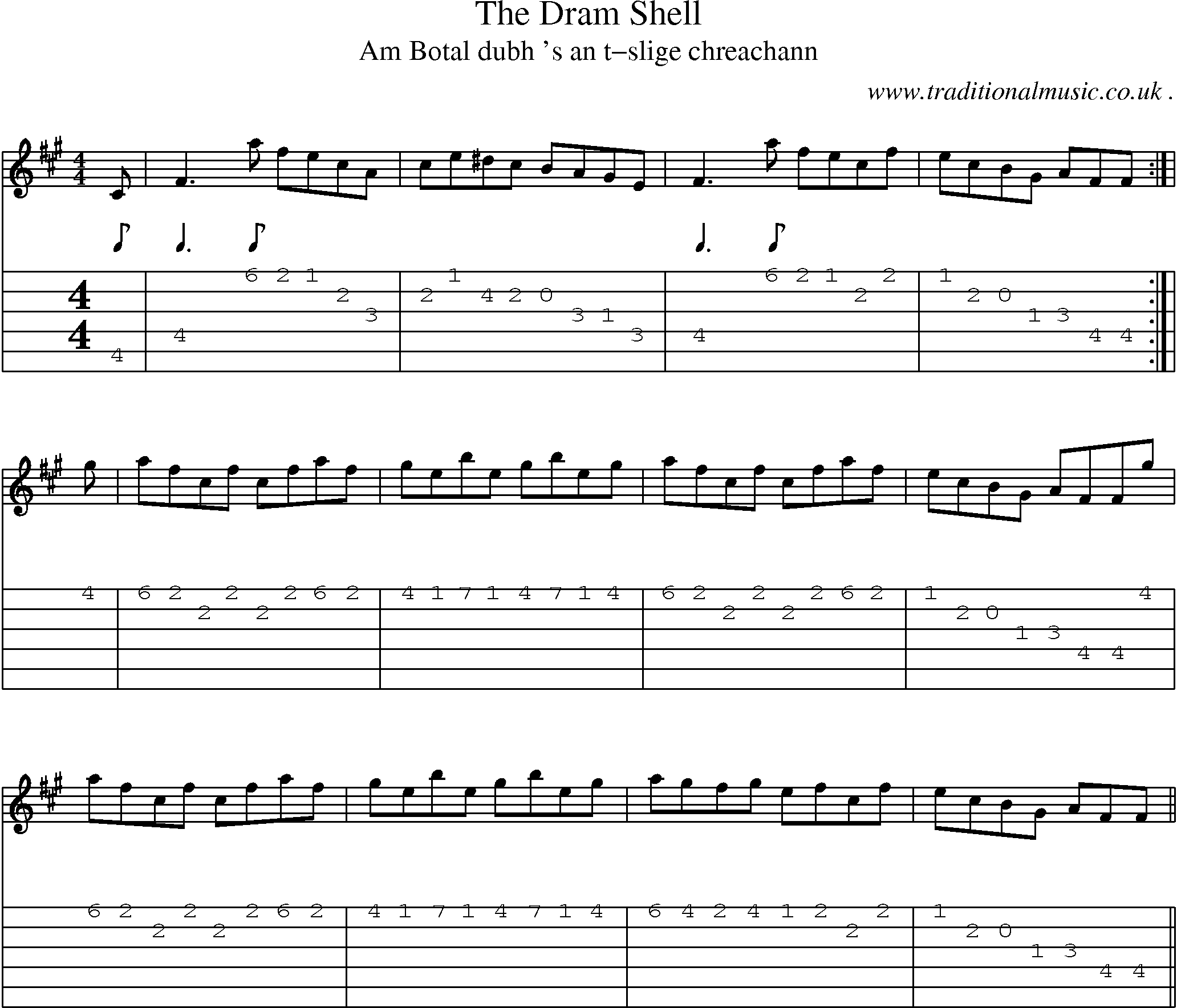 Sheet-Music and Guitar Tabs for The Dram Shell