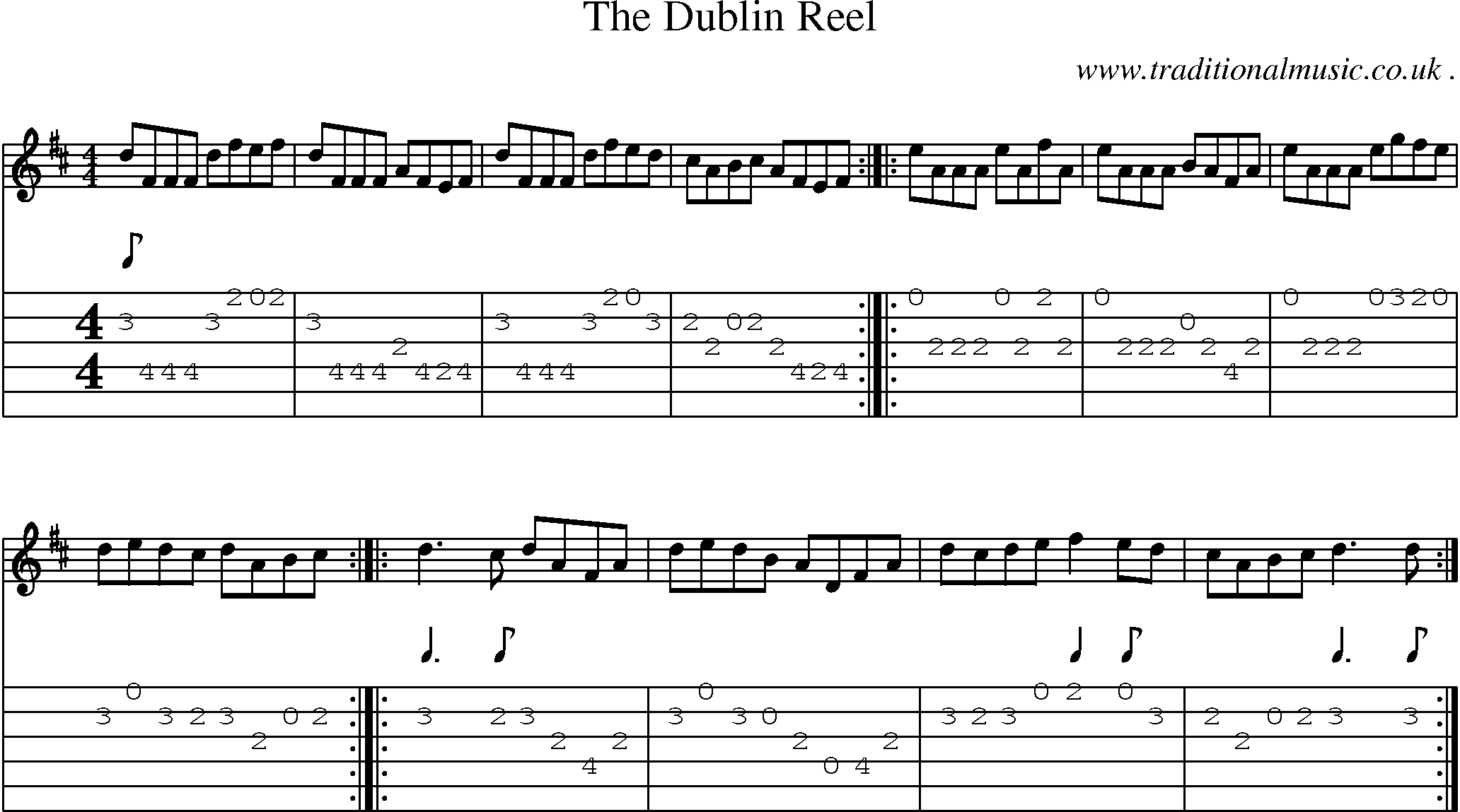 Sheet-Music and Guitar Tabs for The Dublin Reel