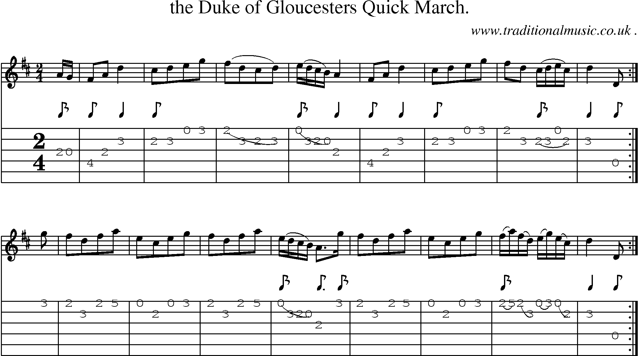 Sheet-Music and Guitar Tabs for The Duke Of Gloucesters Quick March