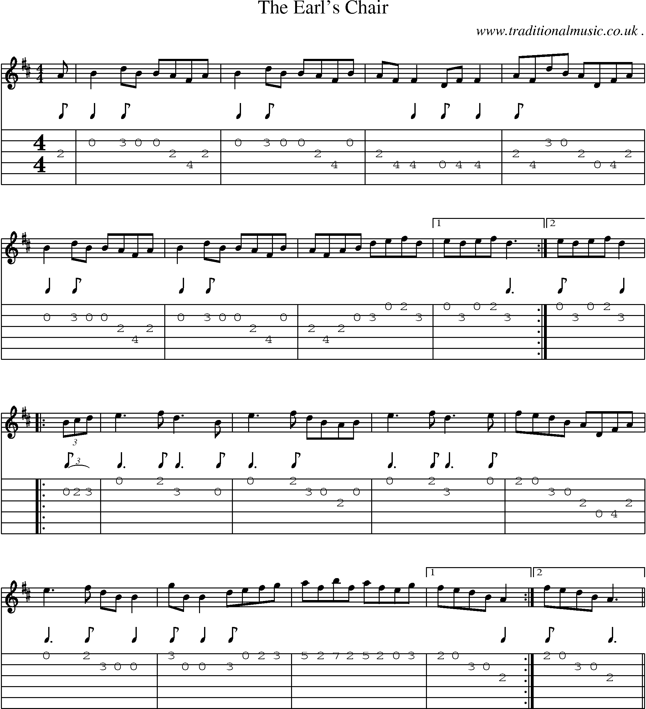Sheet-Music and Guitar Tabs for The Earls Chair
